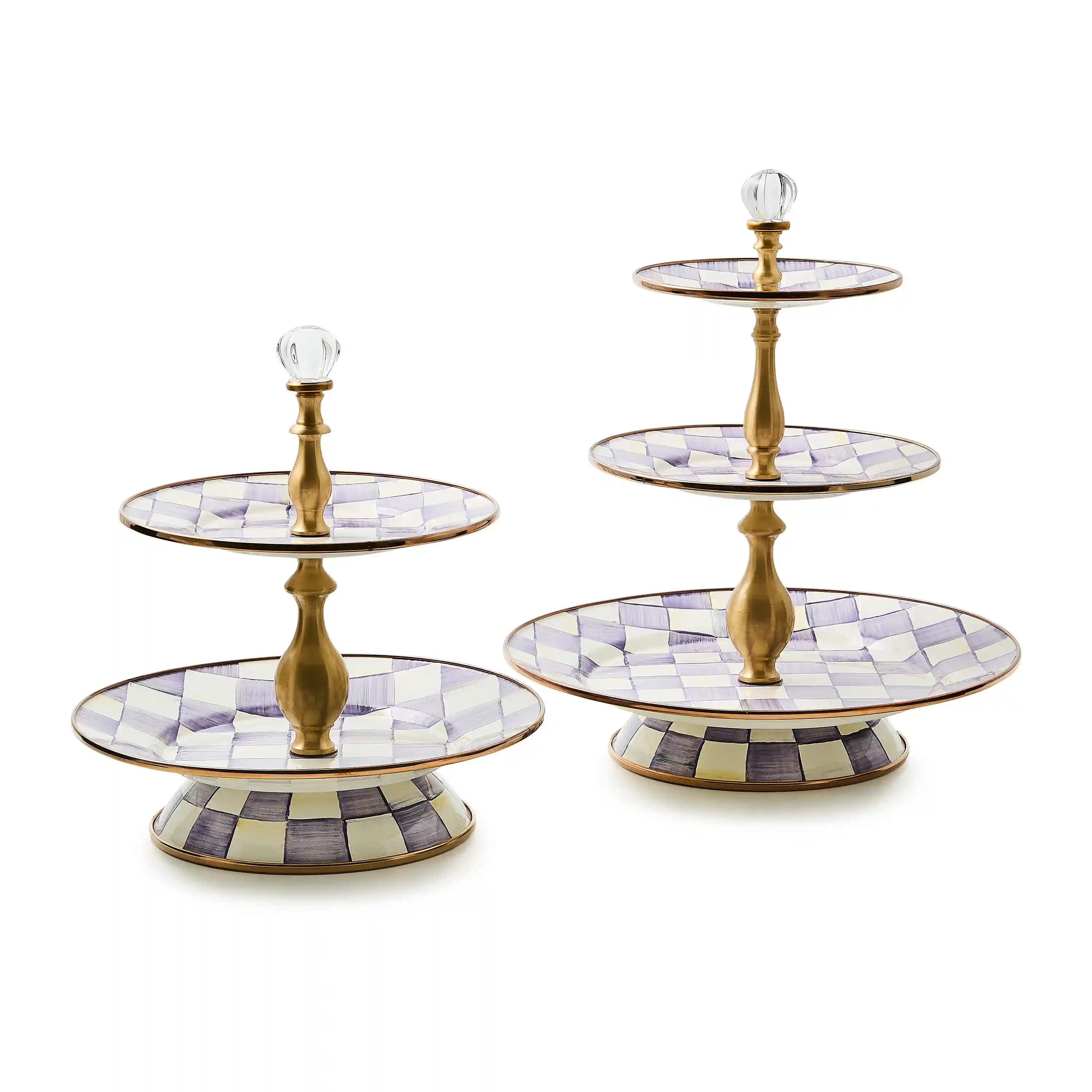 Mocha Check Three Tier Sweet Stand