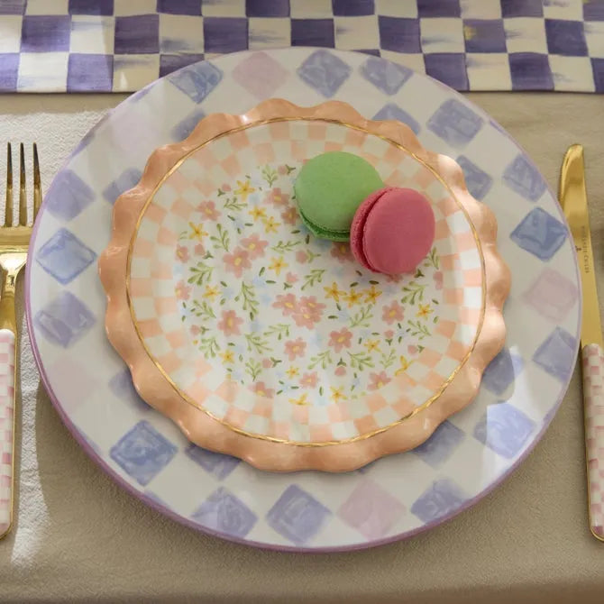 Lilac Check Dinner Plate
