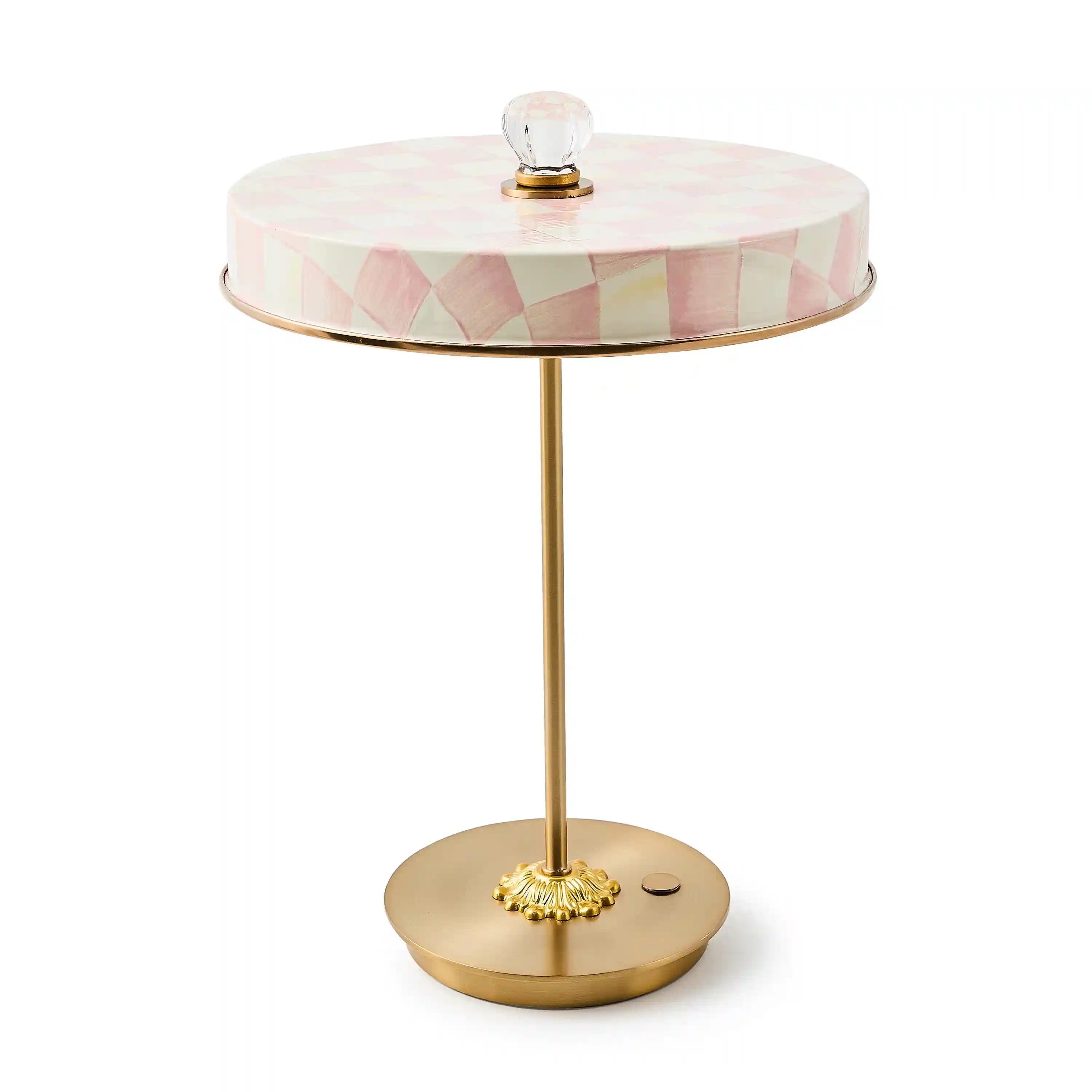 Courtly Check LED Rechargeable Disk Table Lamp