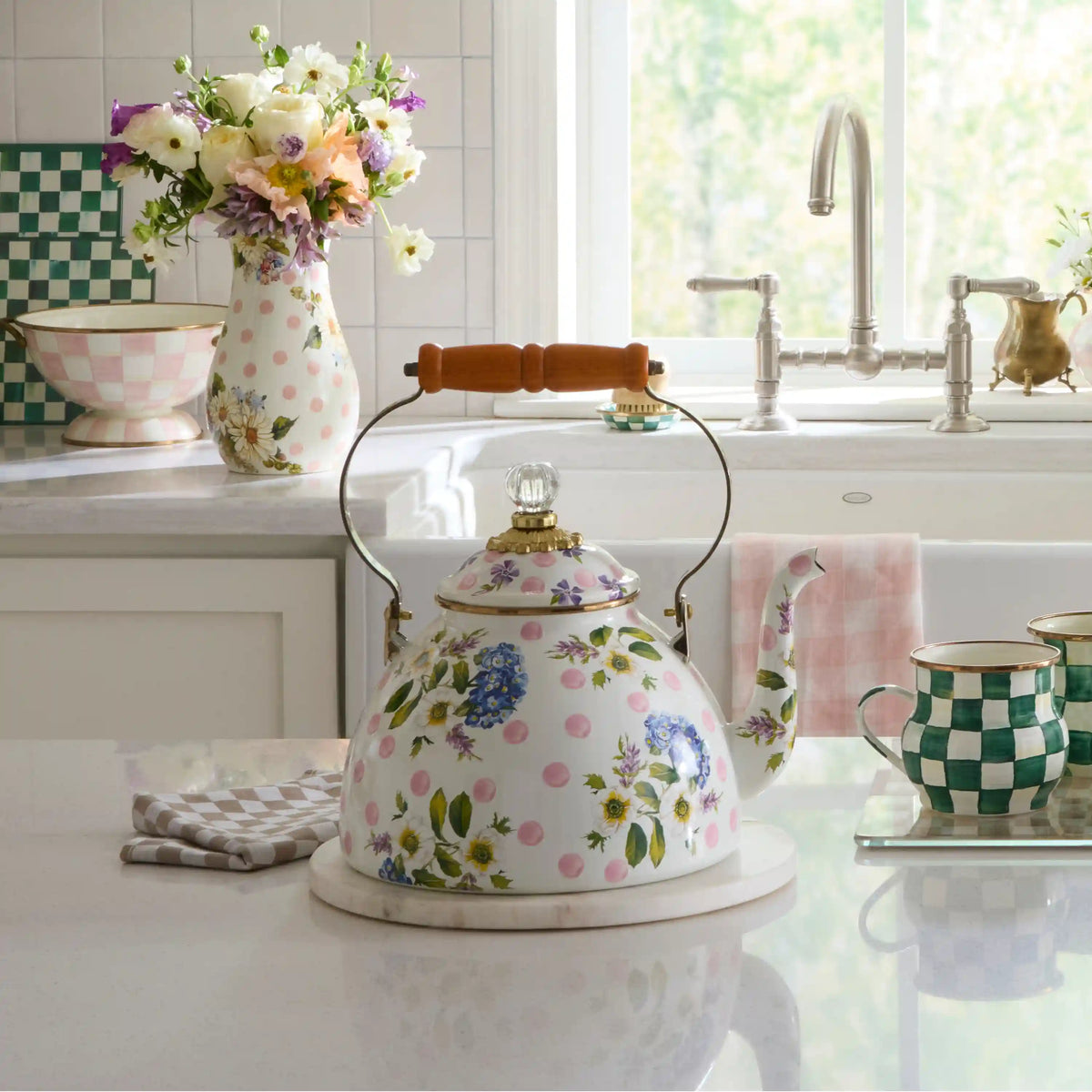 Wild Rose Mauve 3 Quart Tea Kettle