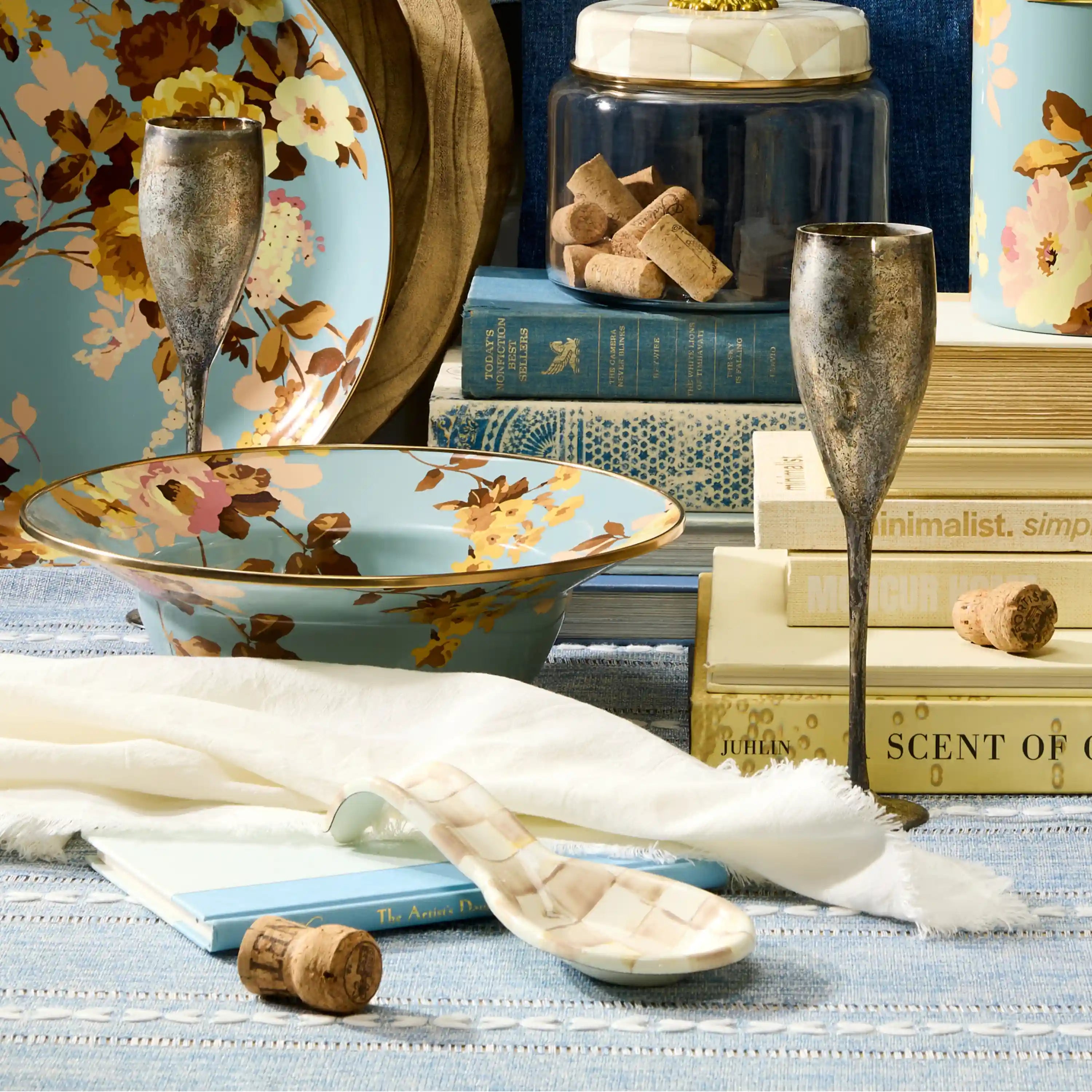 Wild Rose White Serving Bowl