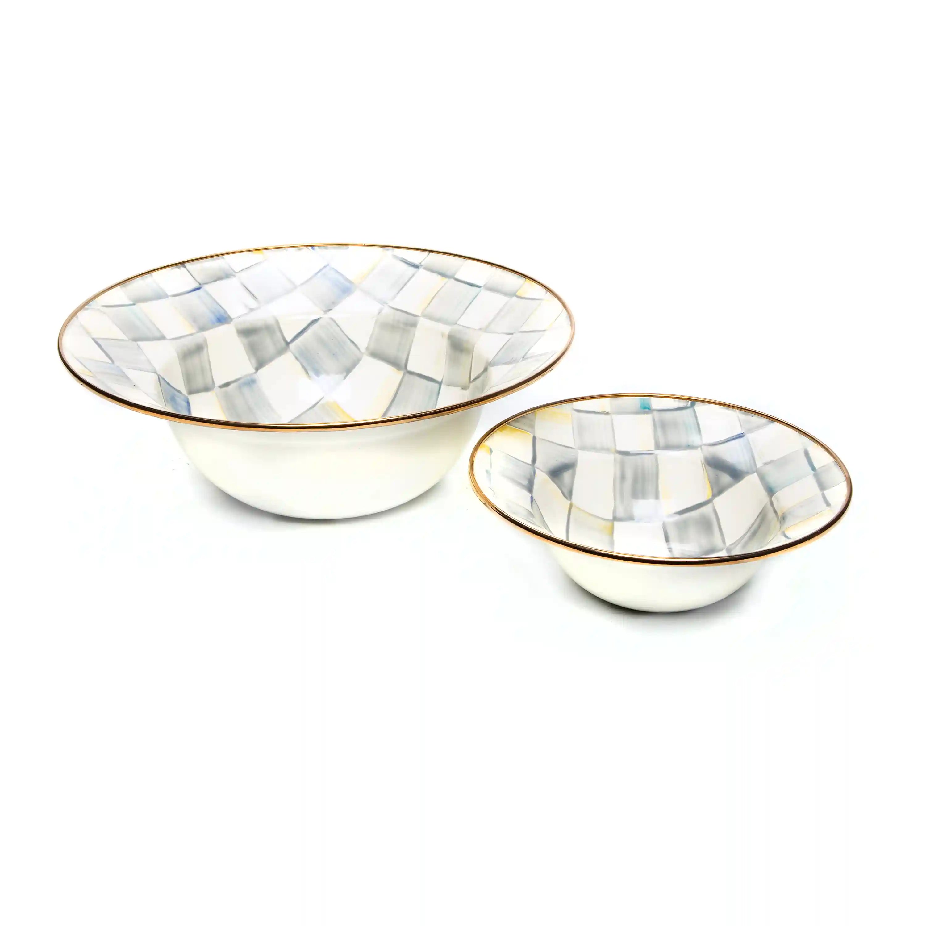 Violet Check Serving Bowl