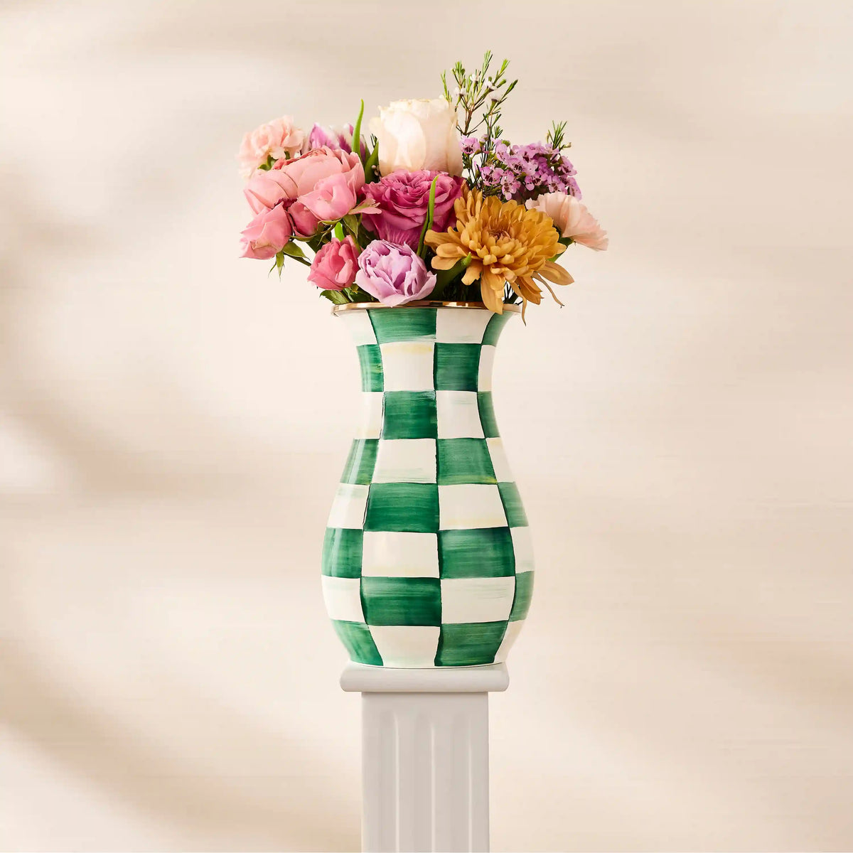 Sterling Check Tall Vase