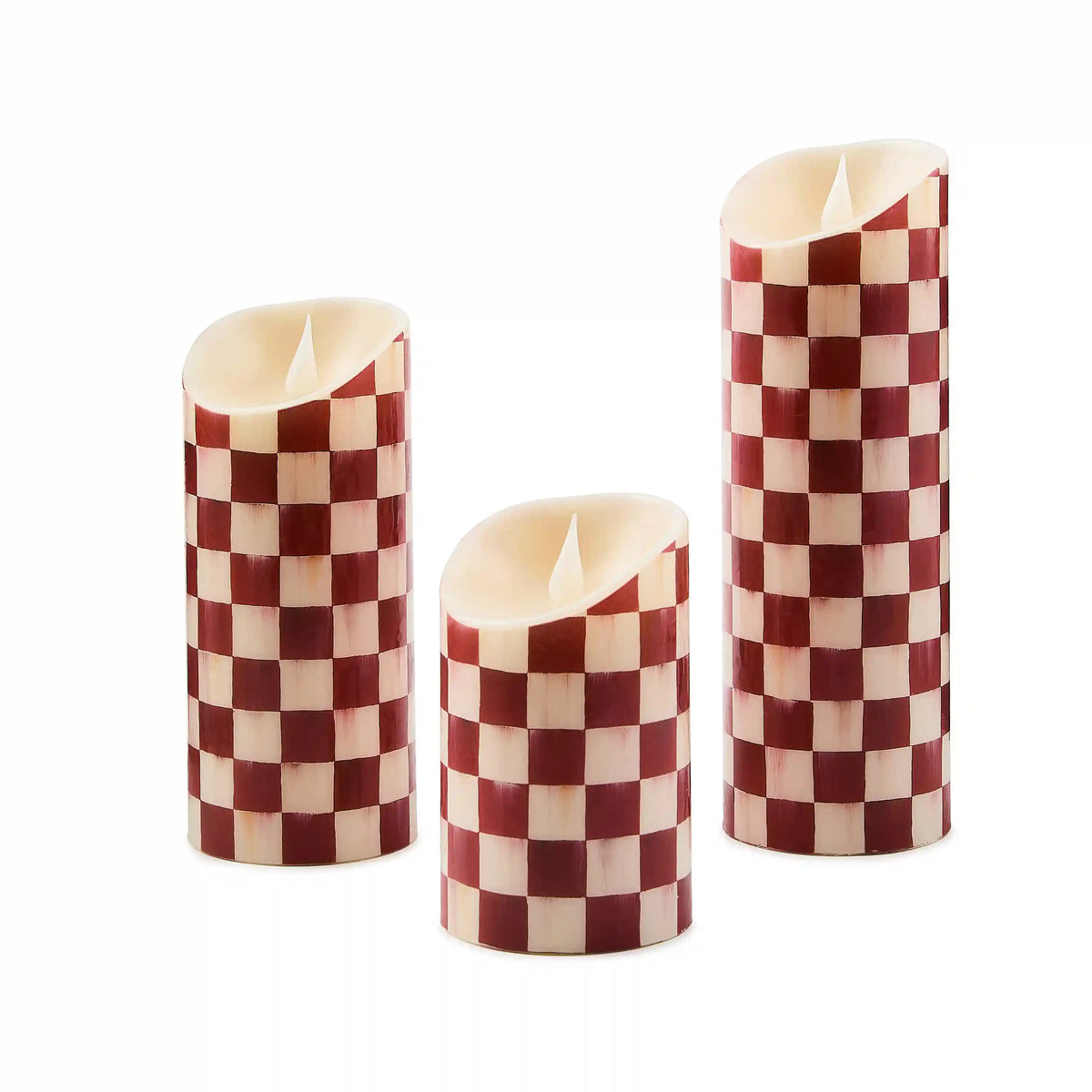 Mocha Check Flameless 5" Pillar Candle