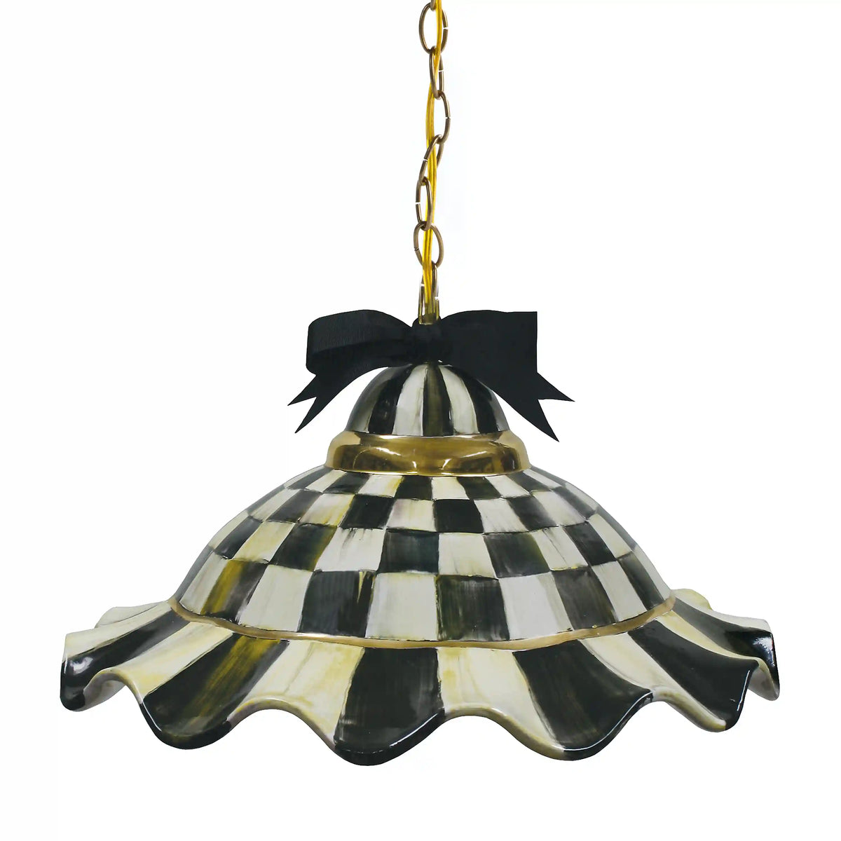 Mocha Check Ceramic Fluted Hanging Lamp