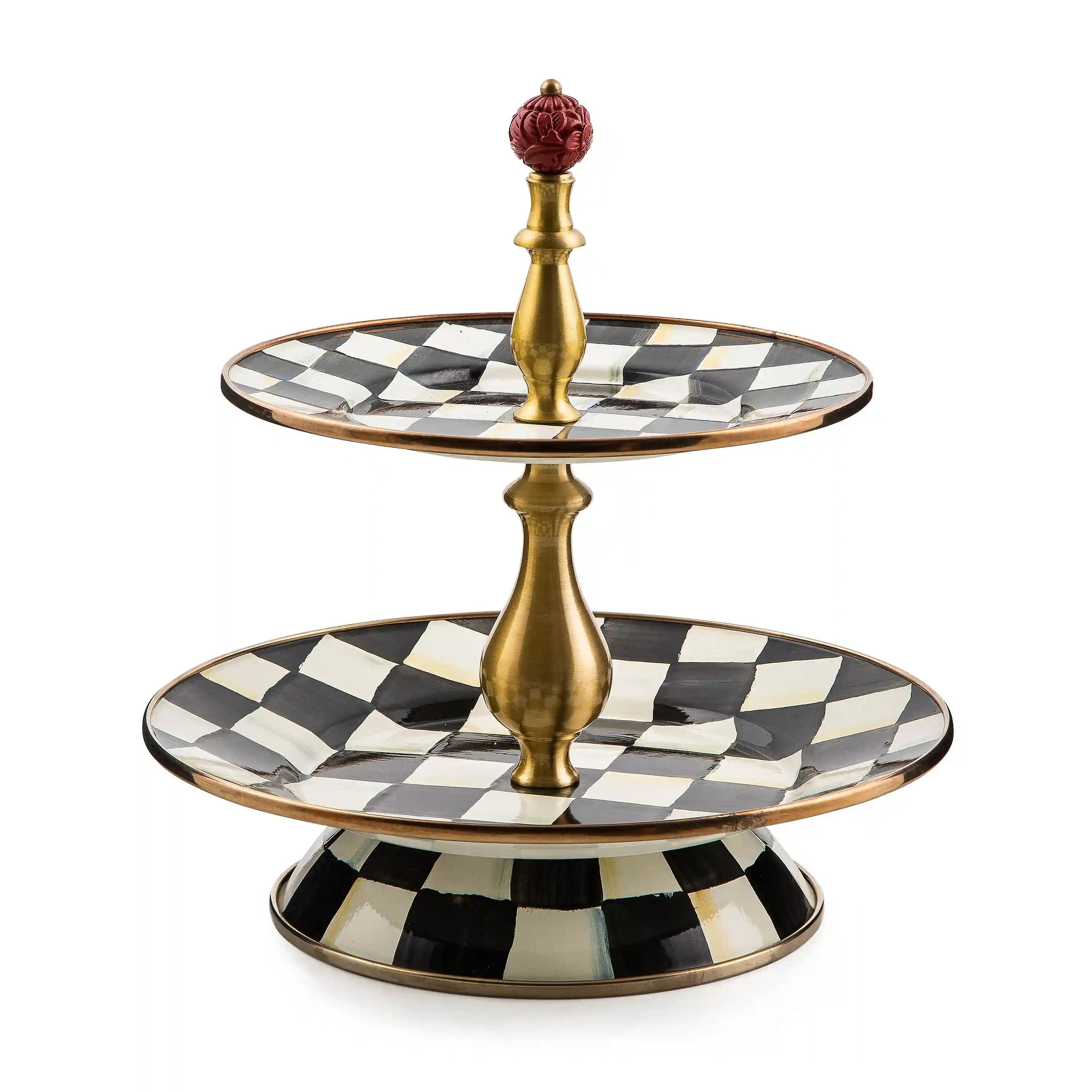 Mocha Check Three Tier Sweet Stand