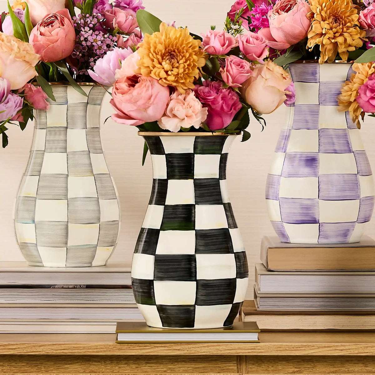 Violet Check Tall Vase