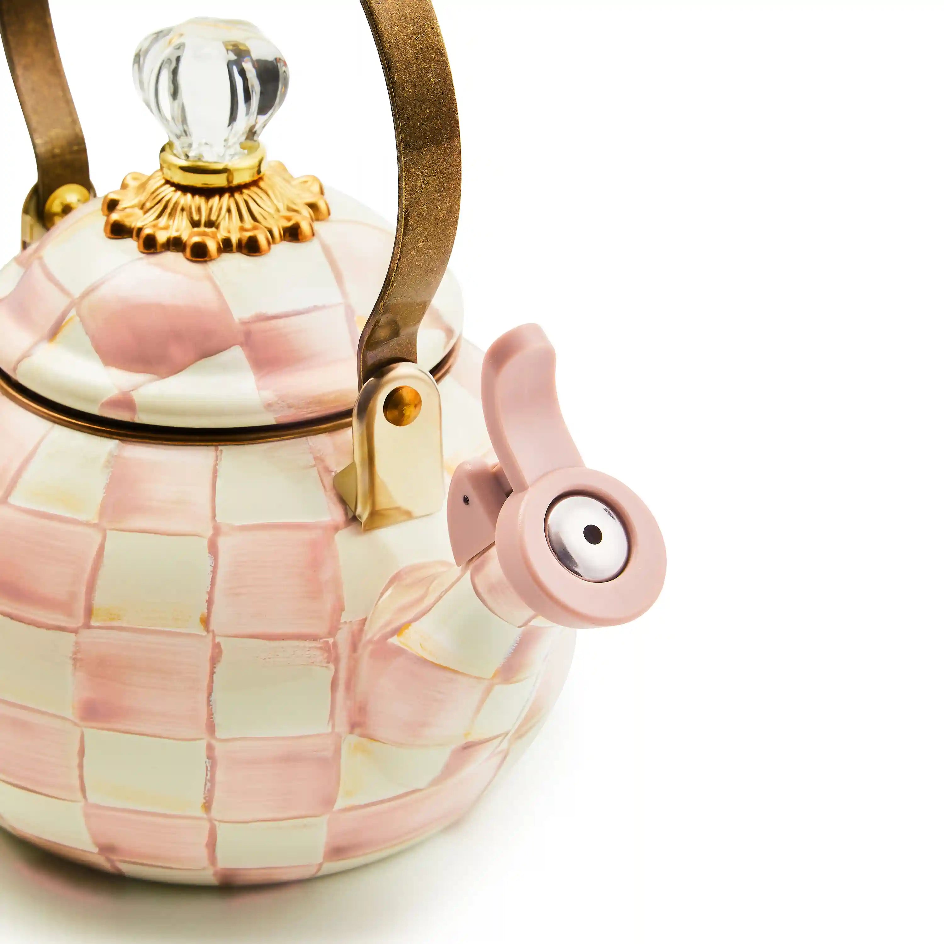 Mocha Check Whistling Tea Kettle
