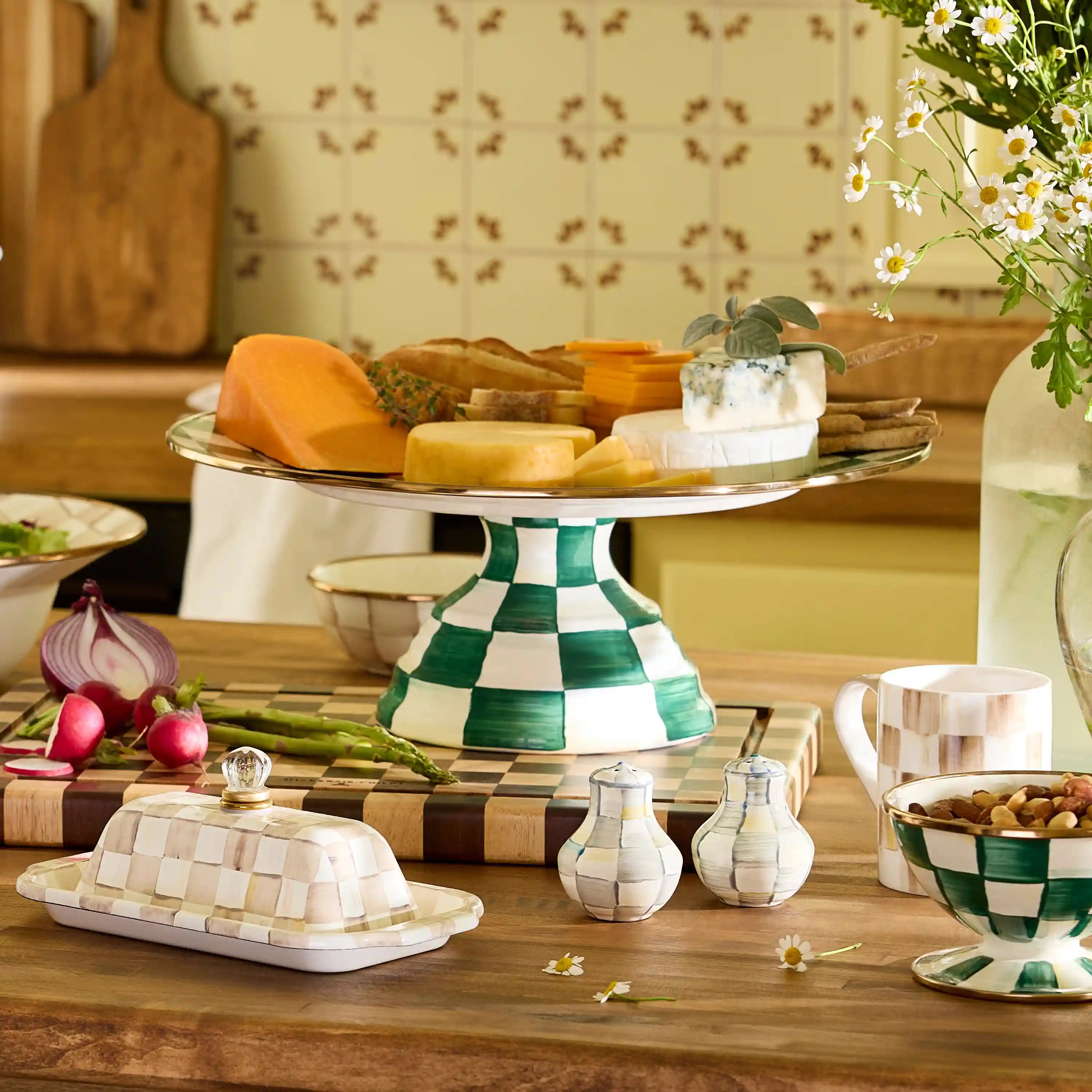 Sky Check Mini Pedestal Platter