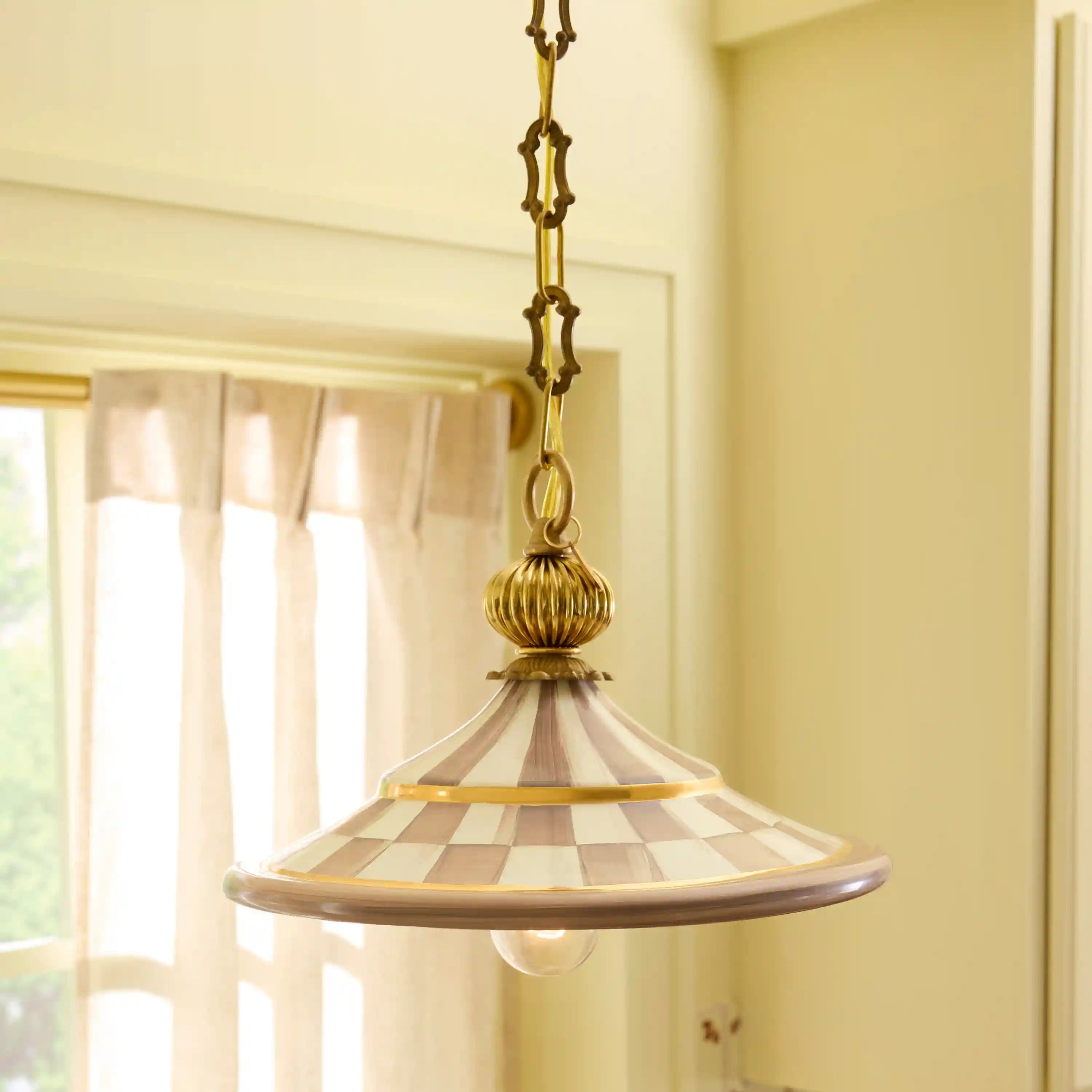 Sterling Check Flared Ceramic Pendant Lamp