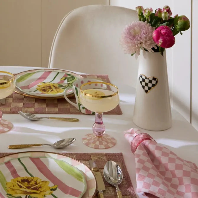 Rosy Check Coupe Glass