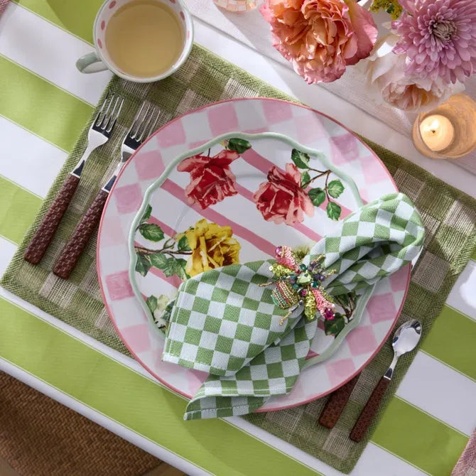 Pink Check Round Platter
