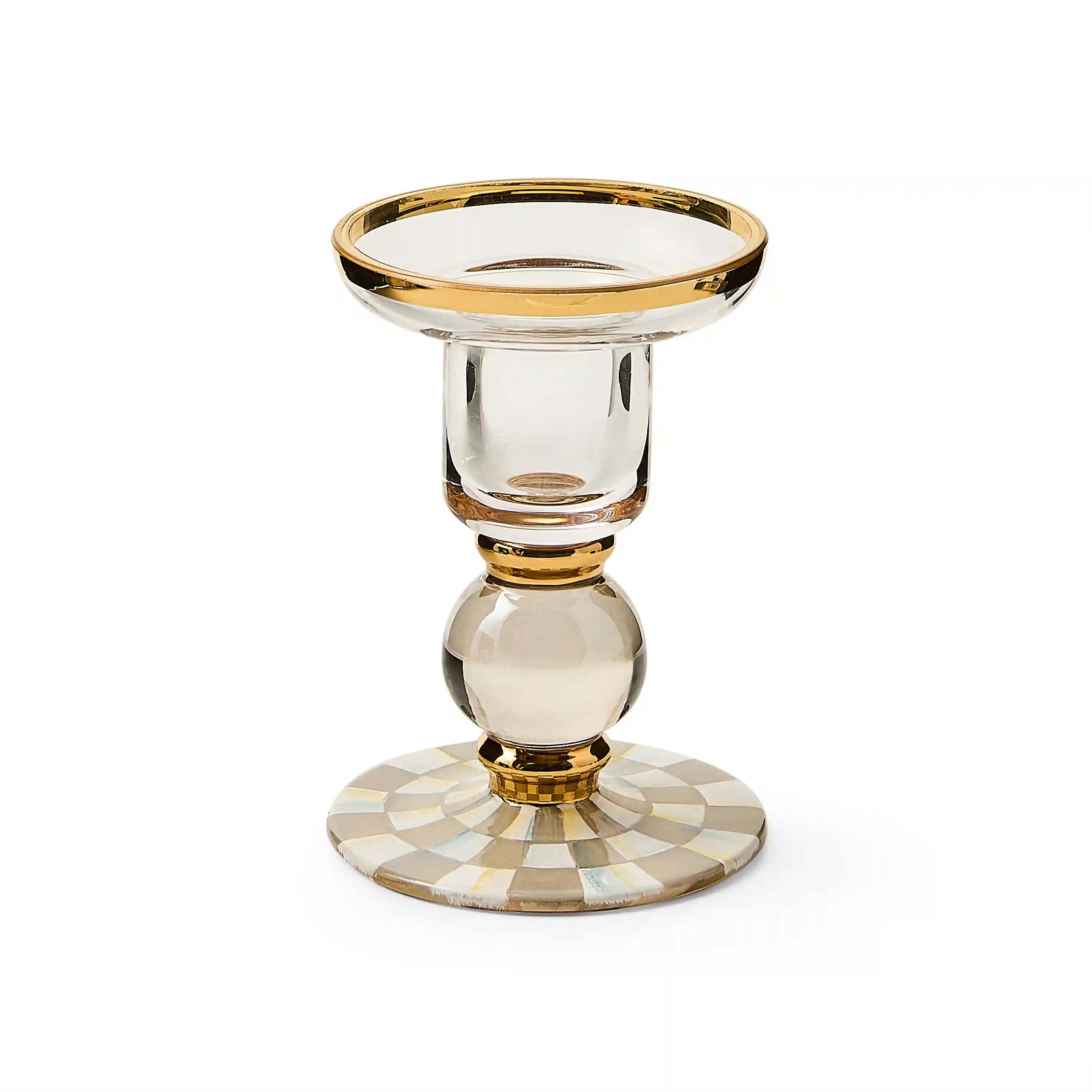 Sterling Check Large Glass Candlestick