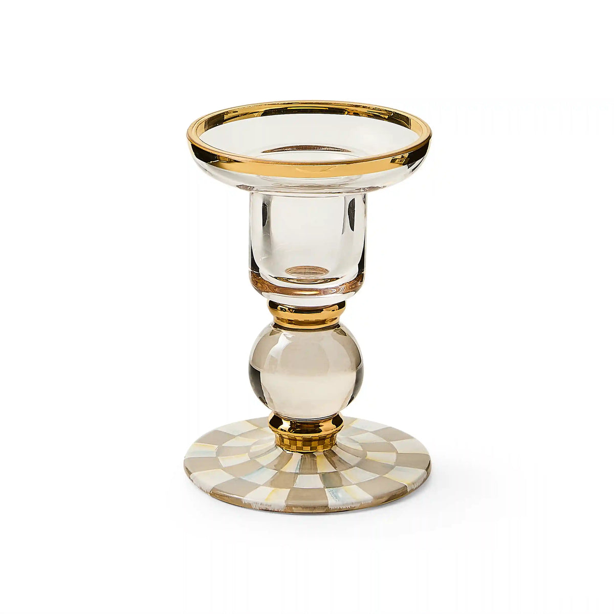 Sterling Check Small Glass Candlestick