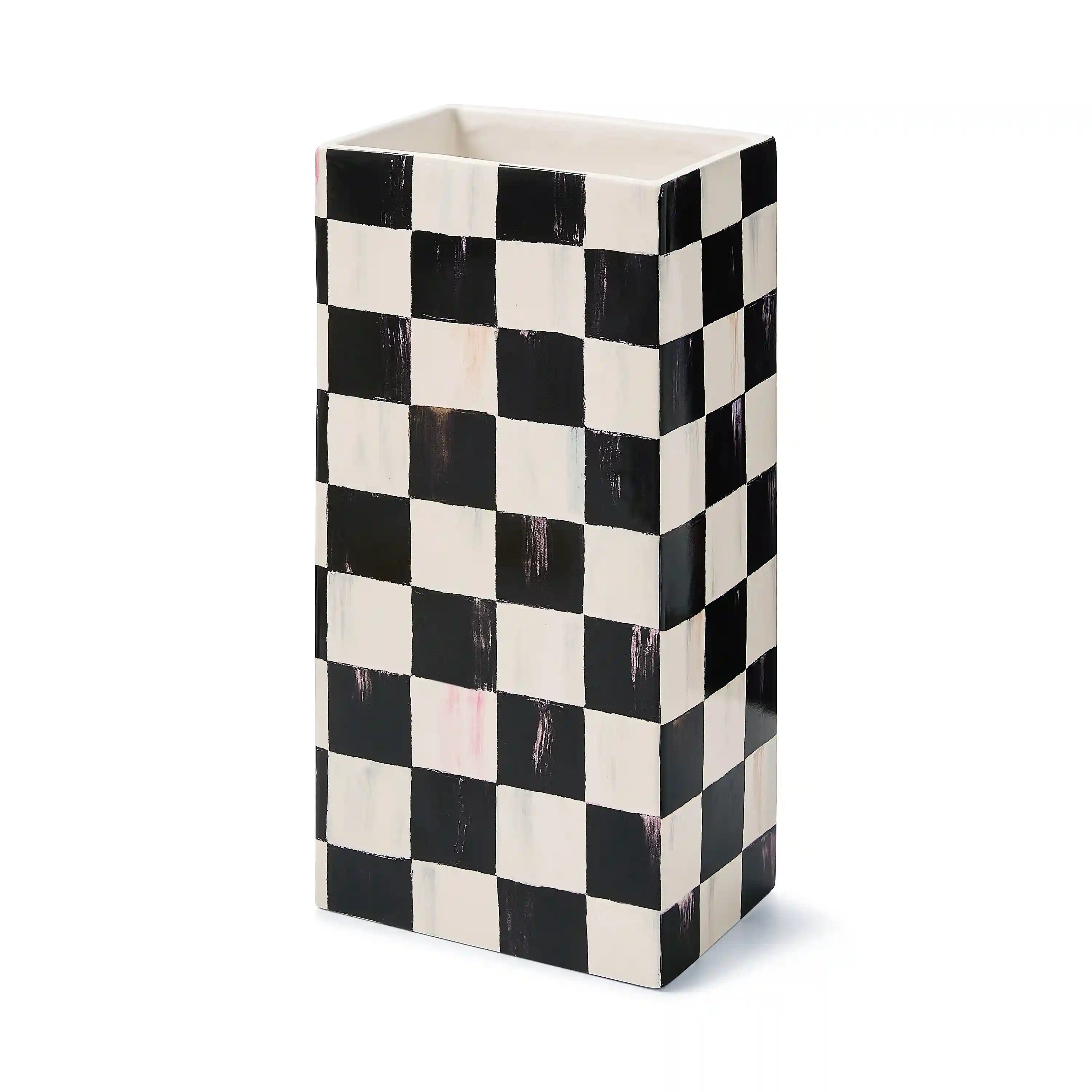Mocha Check Pillar Vase