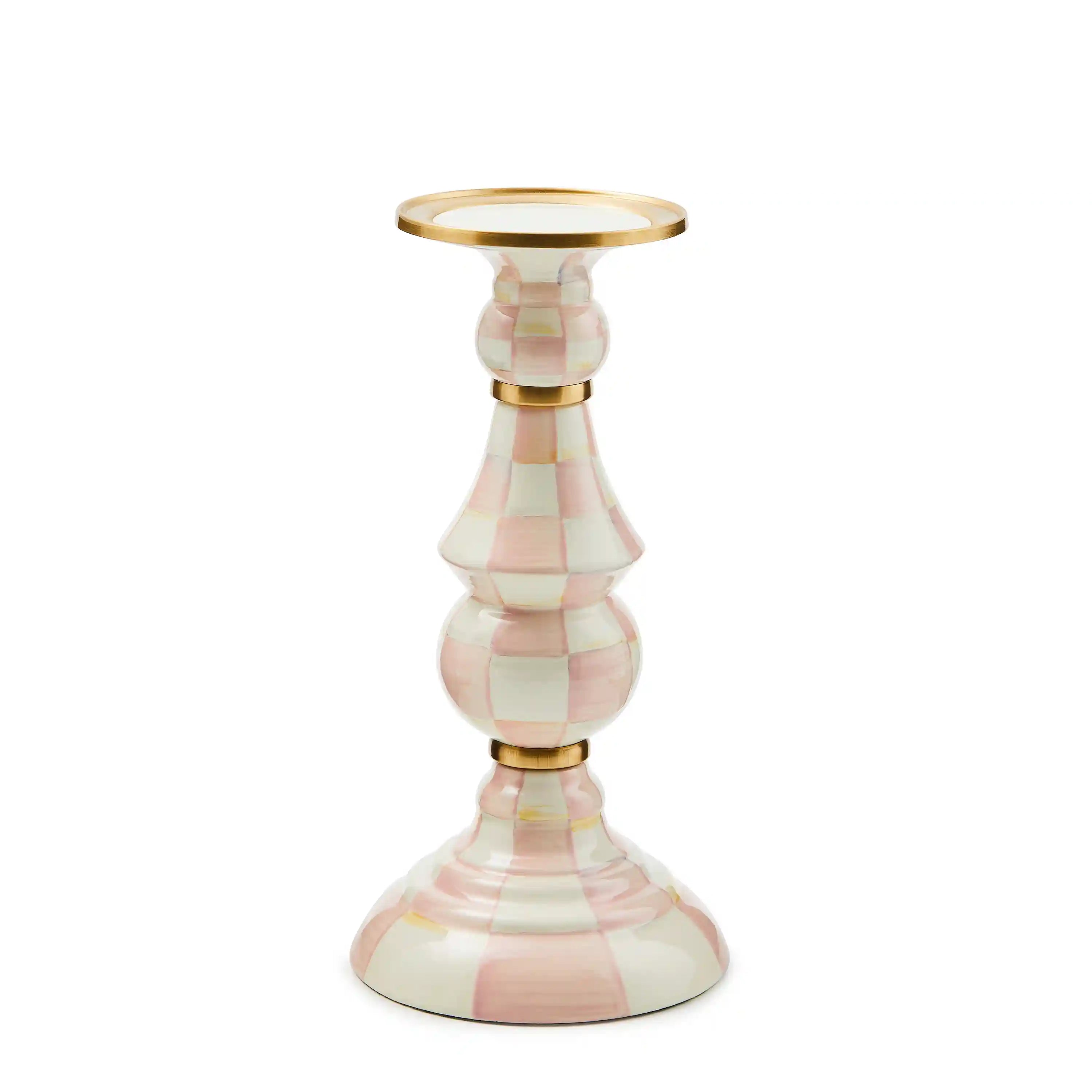 Sky Check Medium Pillar Candlestick
