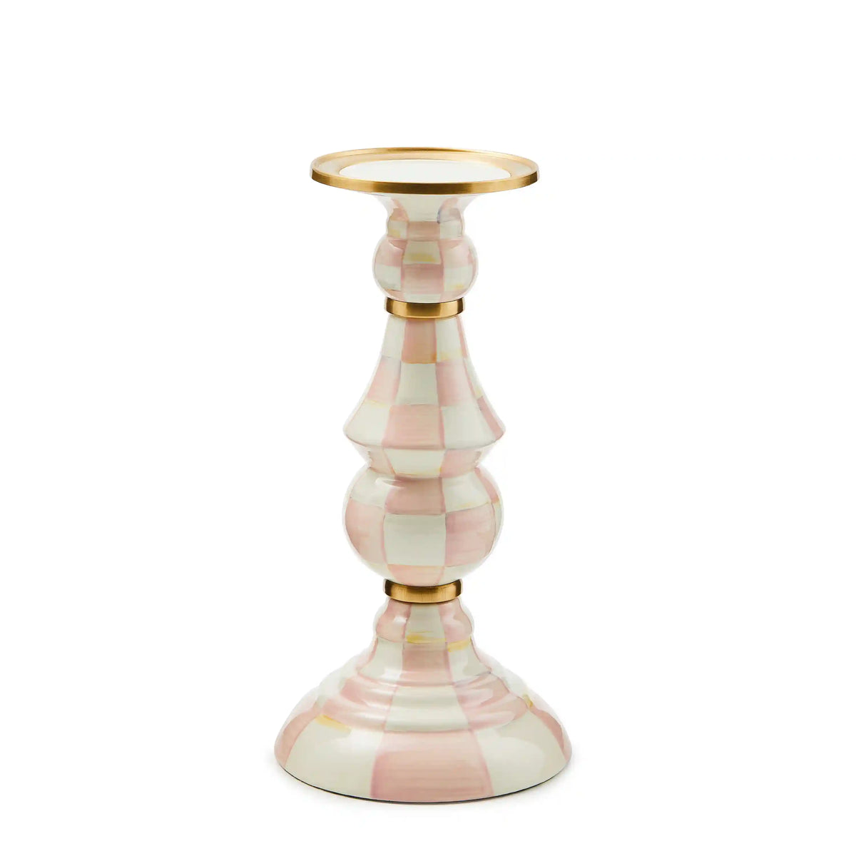 Violet Check Medium Pillar Candlestick