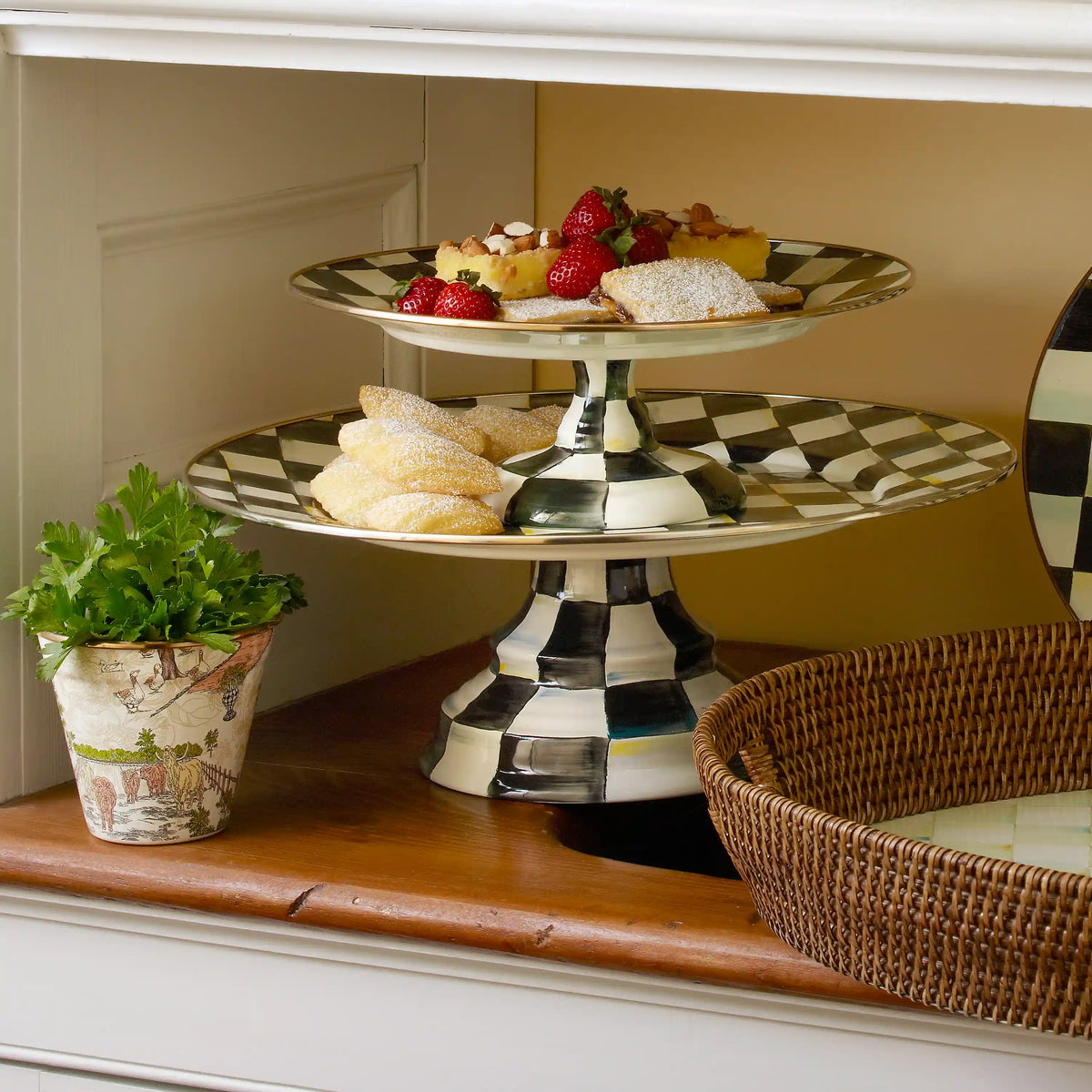 Sky Check Mini Pedestal Platter