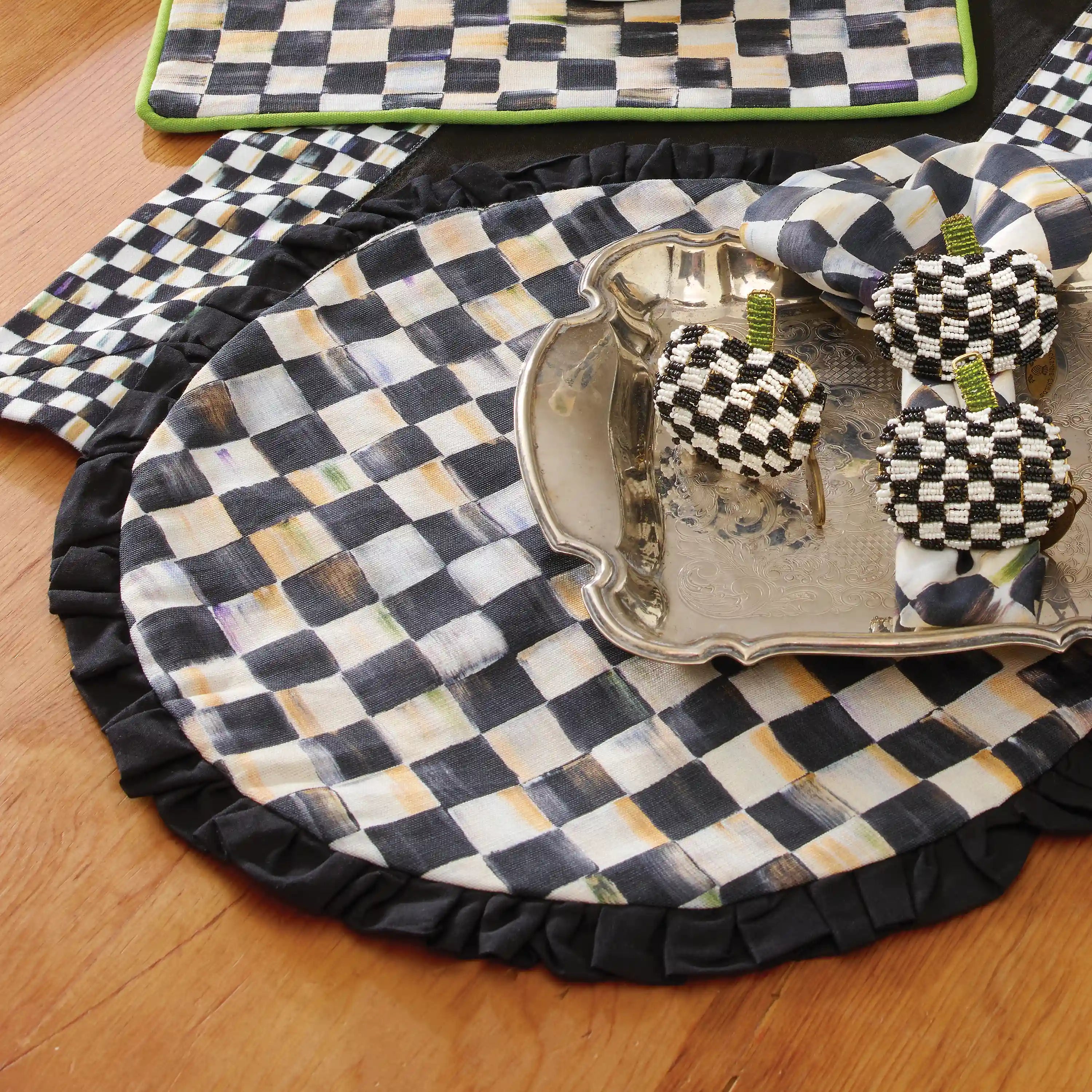Violet Check Round Placemat