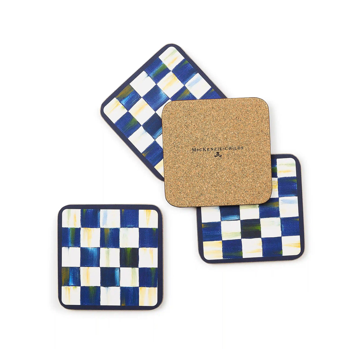 Mocha Check Cork Back Coasters, Set of 4