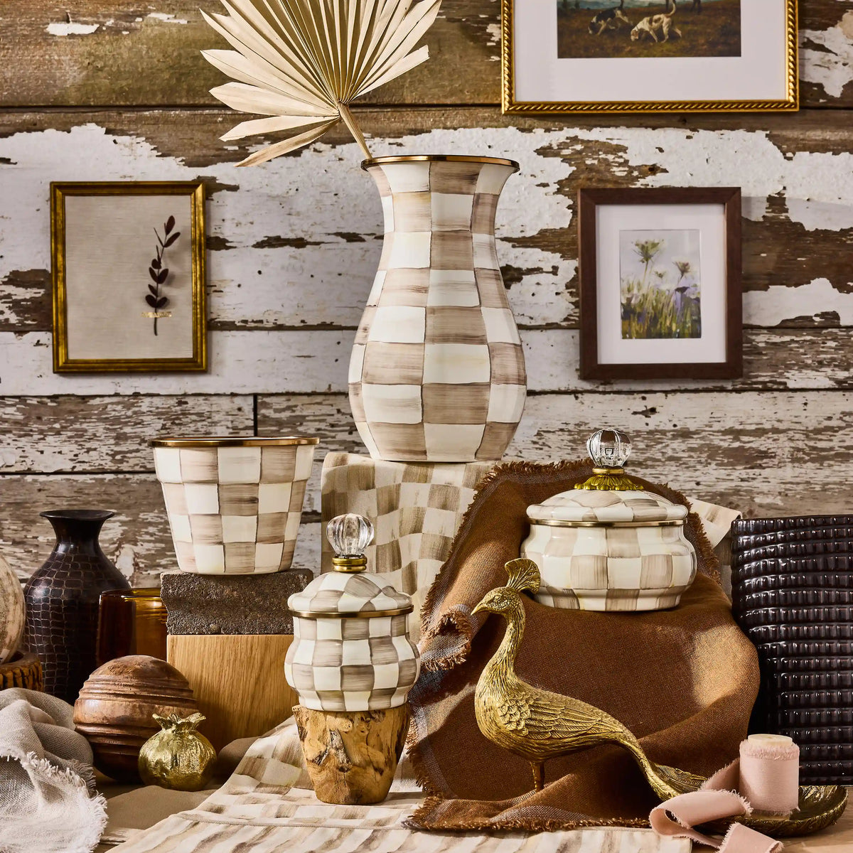 Wild Rose Brown Tall Vase