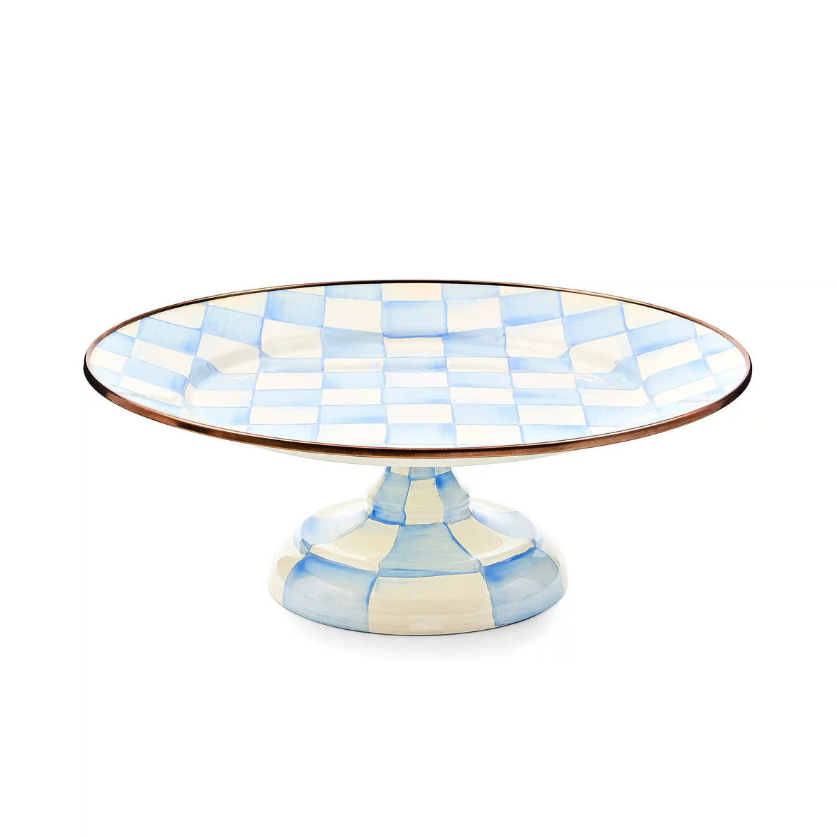 Mocha Check Small Pedestal Platter