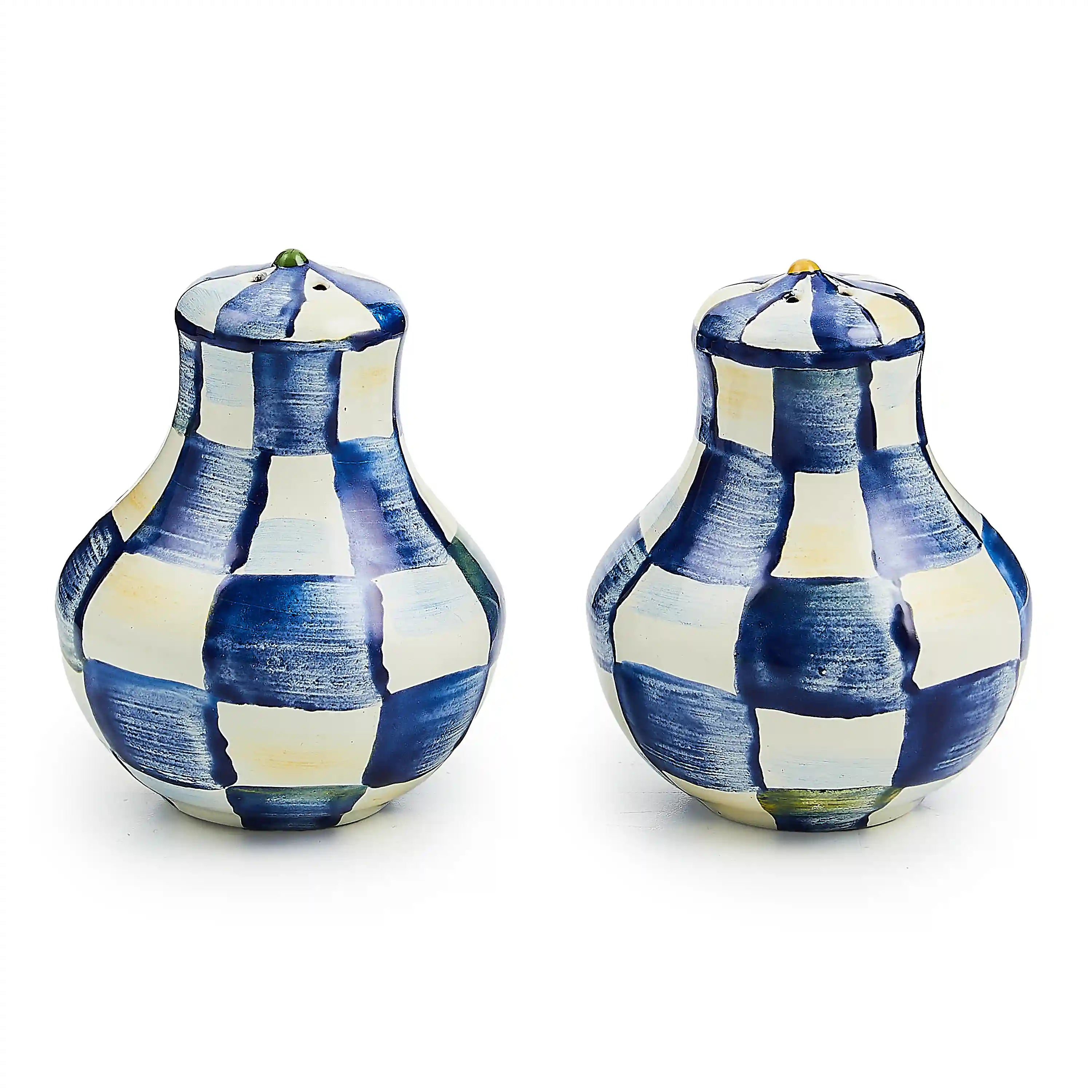 Emerald Check Large Salt & Pepper Shakers