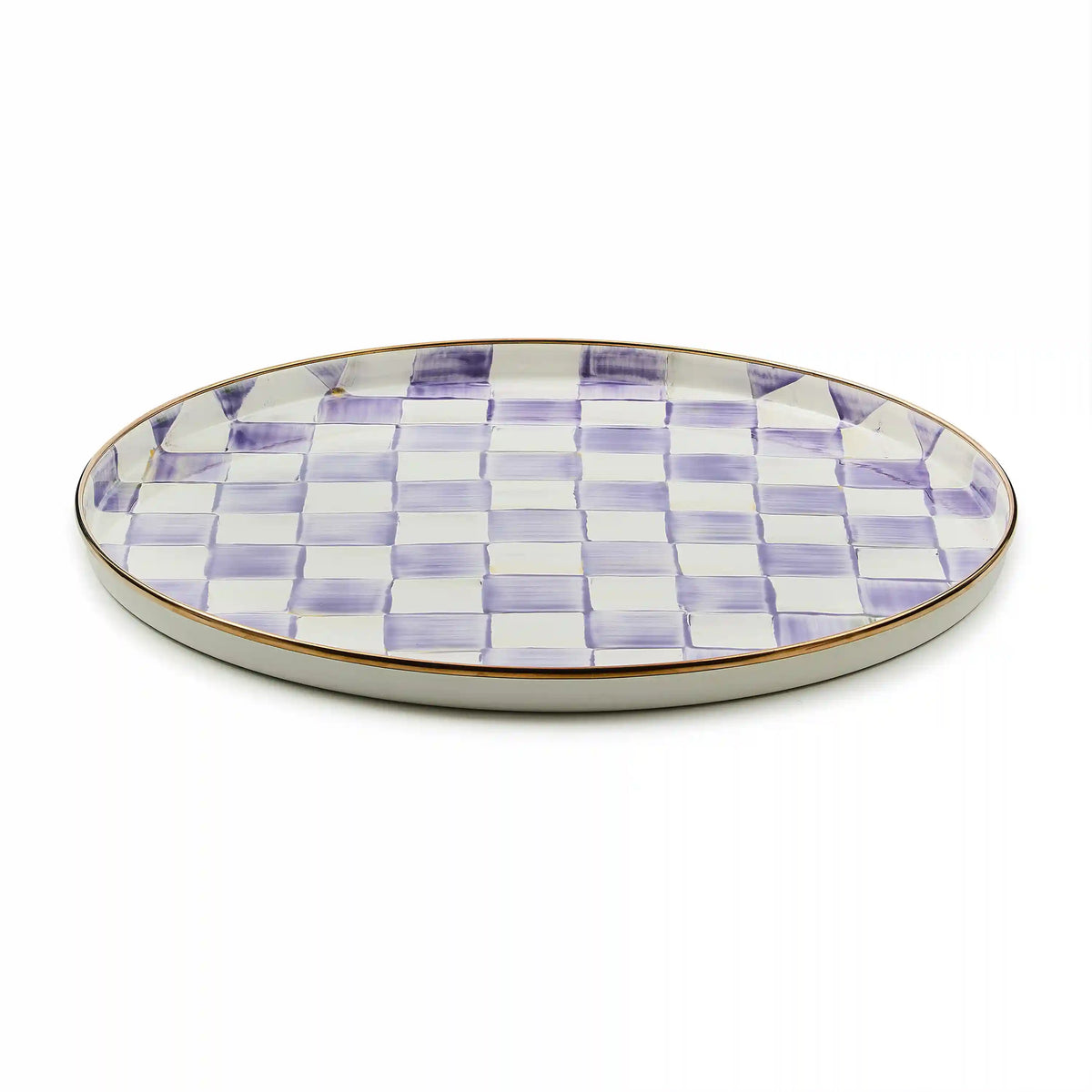 Violet Check Round Tray