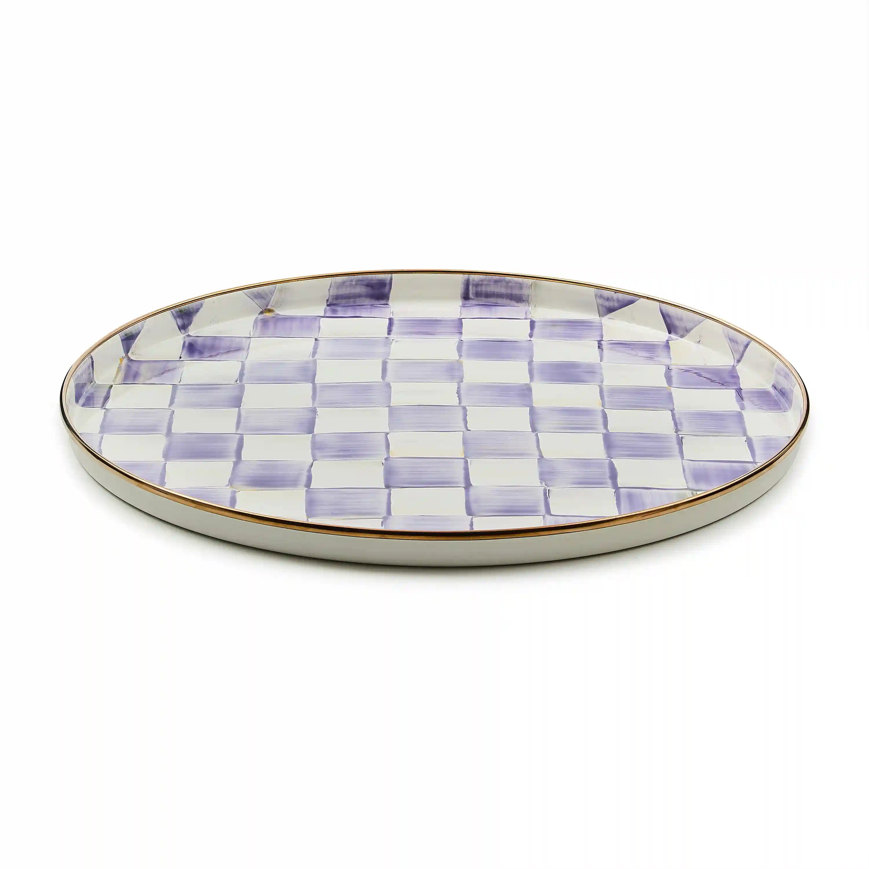 Emerald Check Round Tray