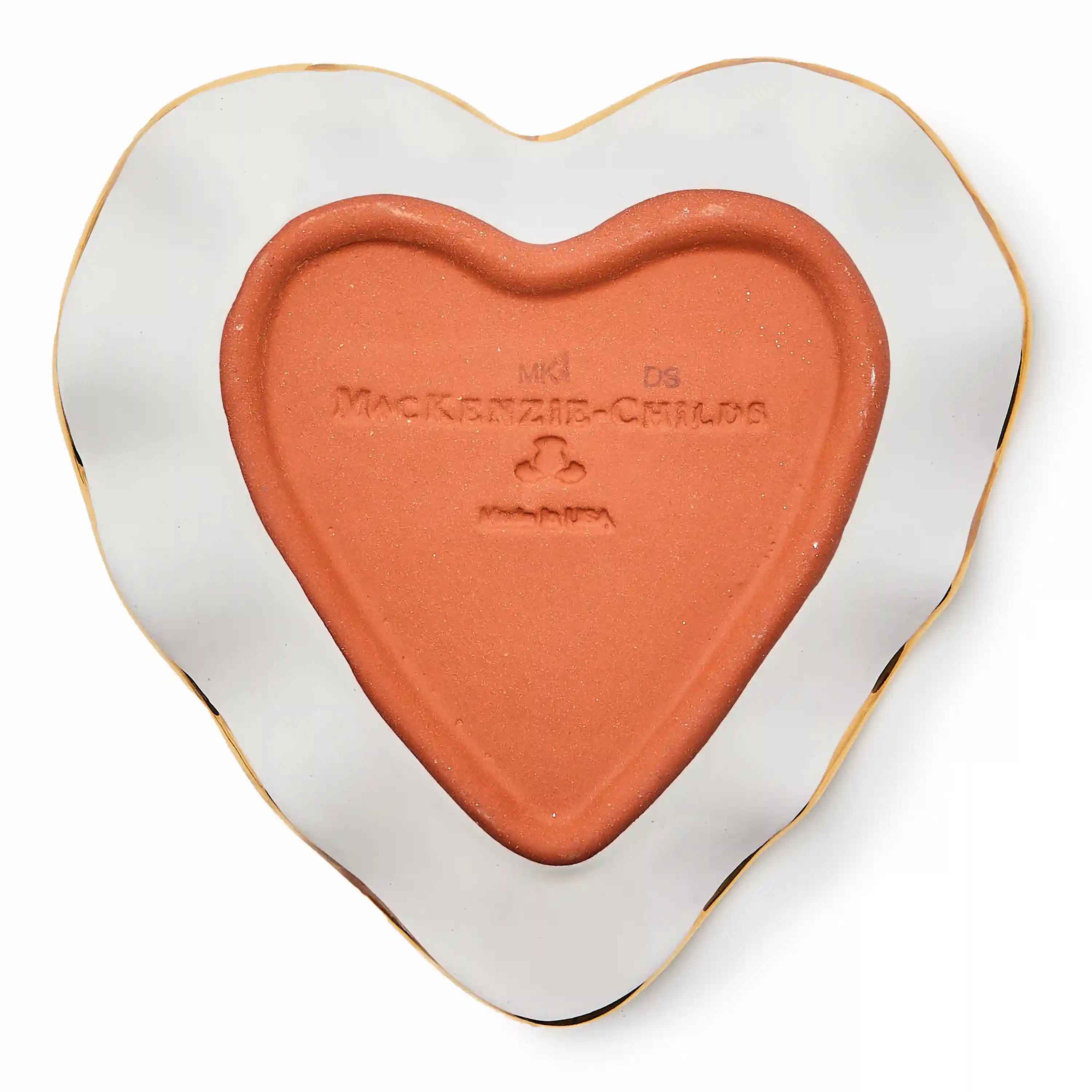 Violet Check Fluted Ceramic Heart Plate