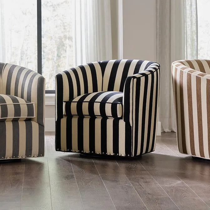 Marquee Black Stripe Chenille Swivel Chair
