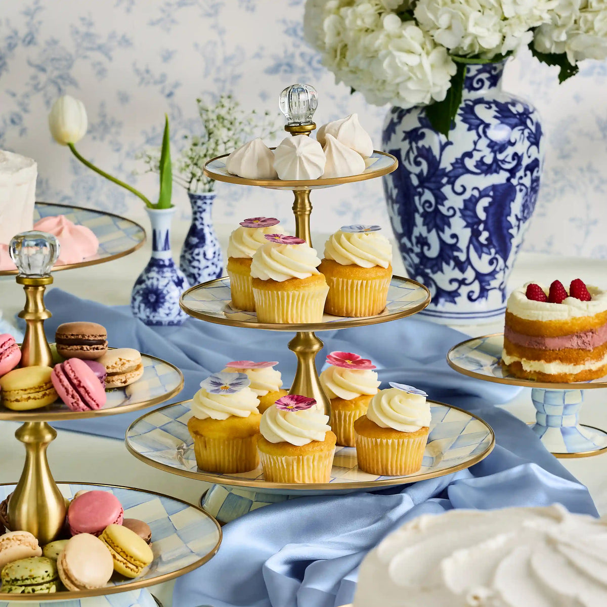 Violet Check Three Tier Sweet Stand