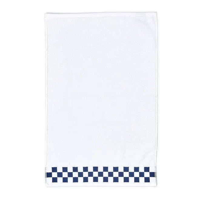 Hand Towel with Indigo Check Border