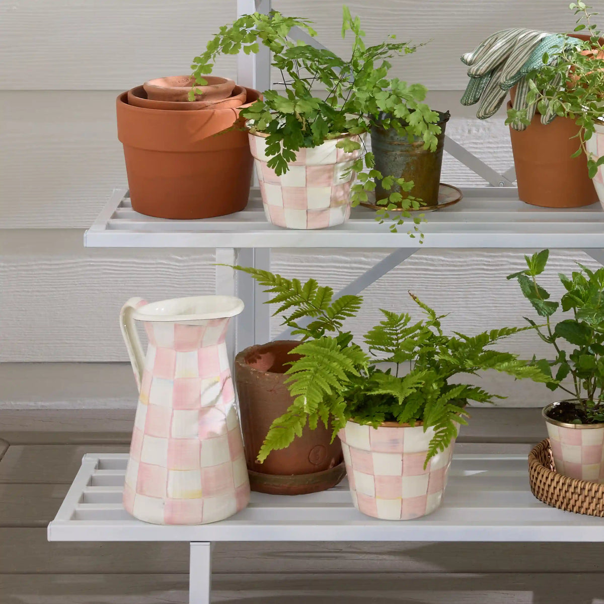 Mocha Check Small Garden Pot