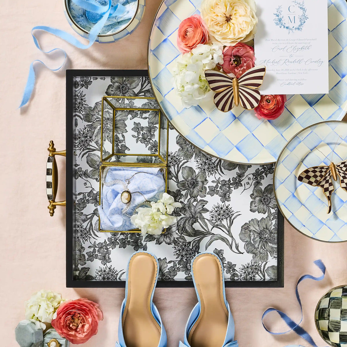 Rosy English Garden Serving Tray