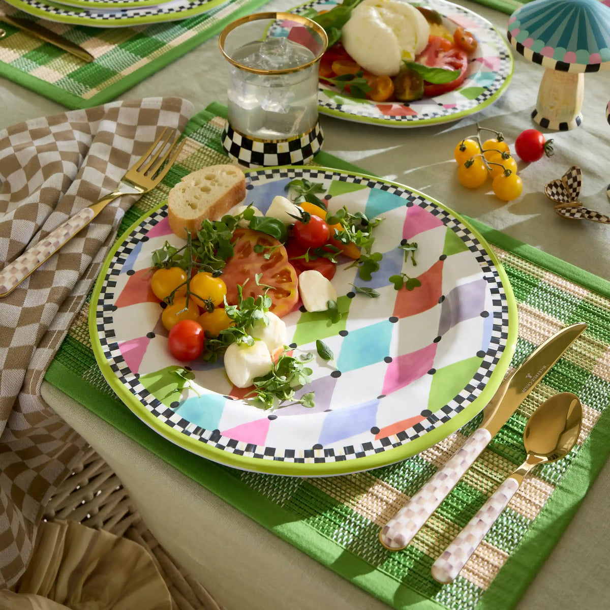 Sterling Check Bistro Flatware 5 Piece Place Setting