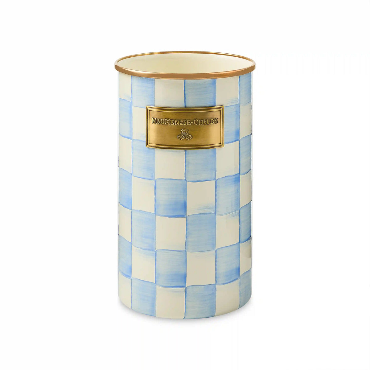 Violet Check Utensil Holder