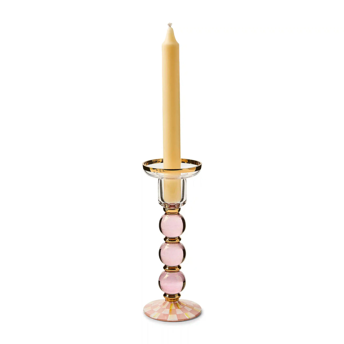 Sterling Check Large Glass Candlestick