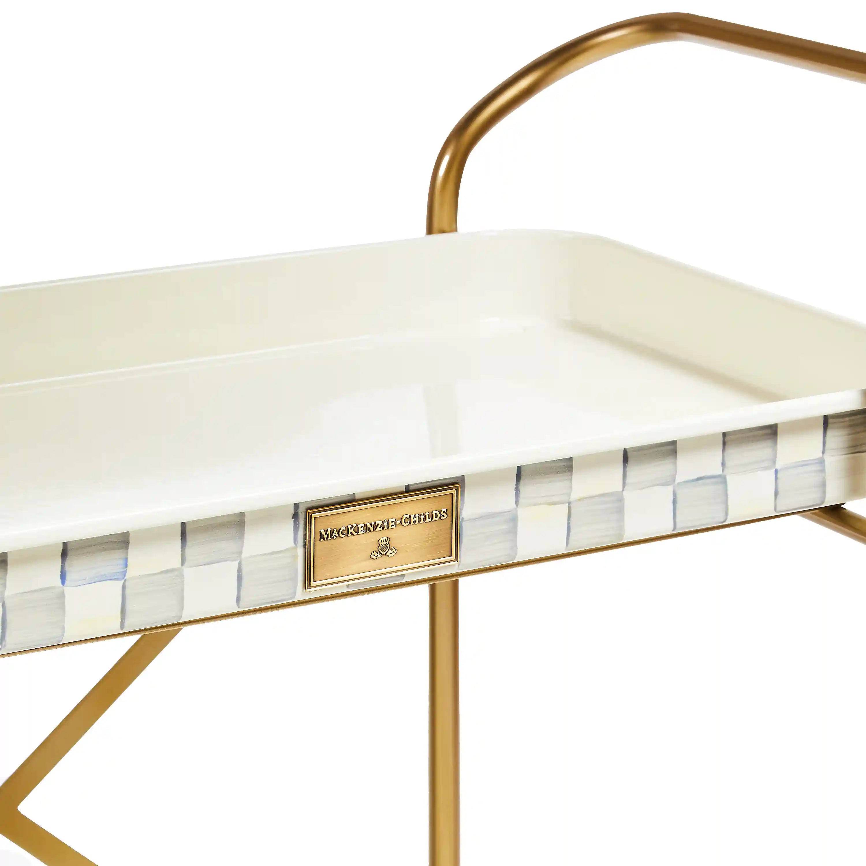 Mocha Check 2-Tier Kitchen Cart