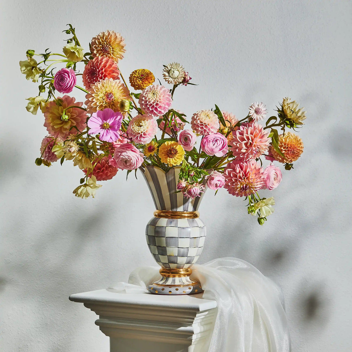 Mocha Check Ceramic Great Vase