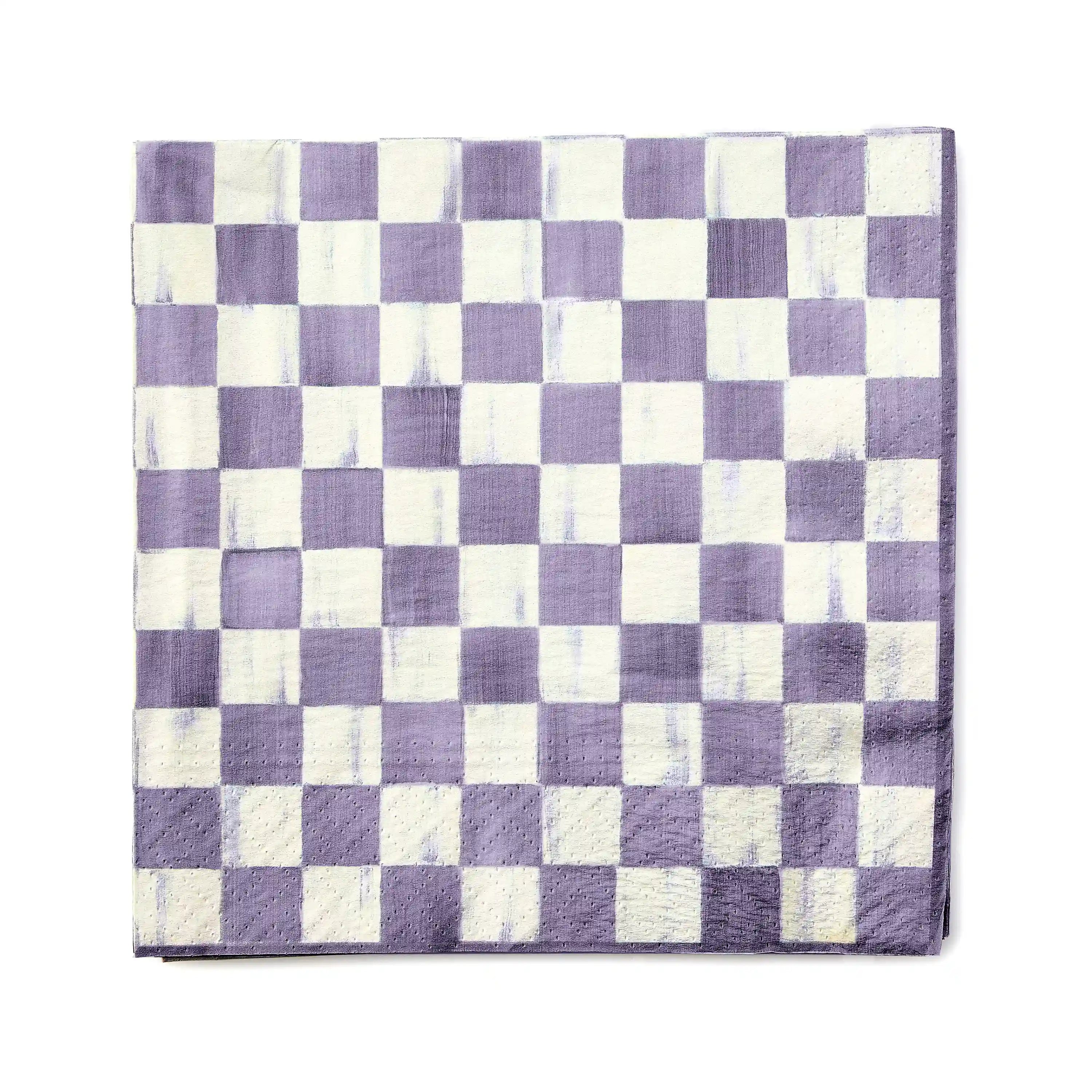 Violet Check Dinner Paper Napkins