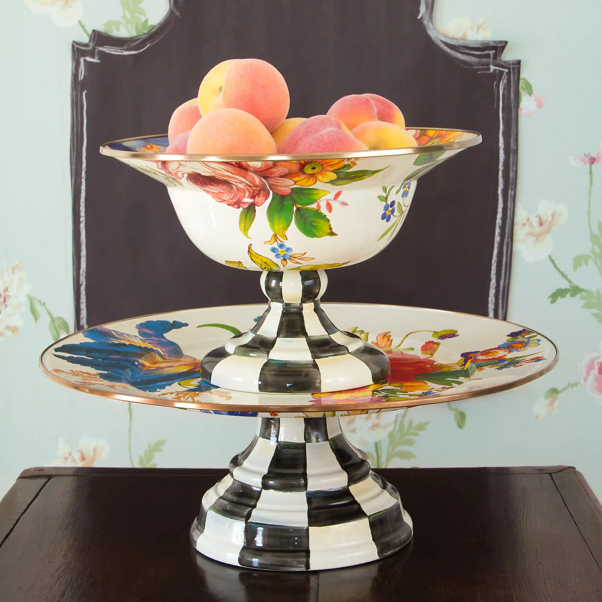 White Flower Market Mini Pedestal Platter