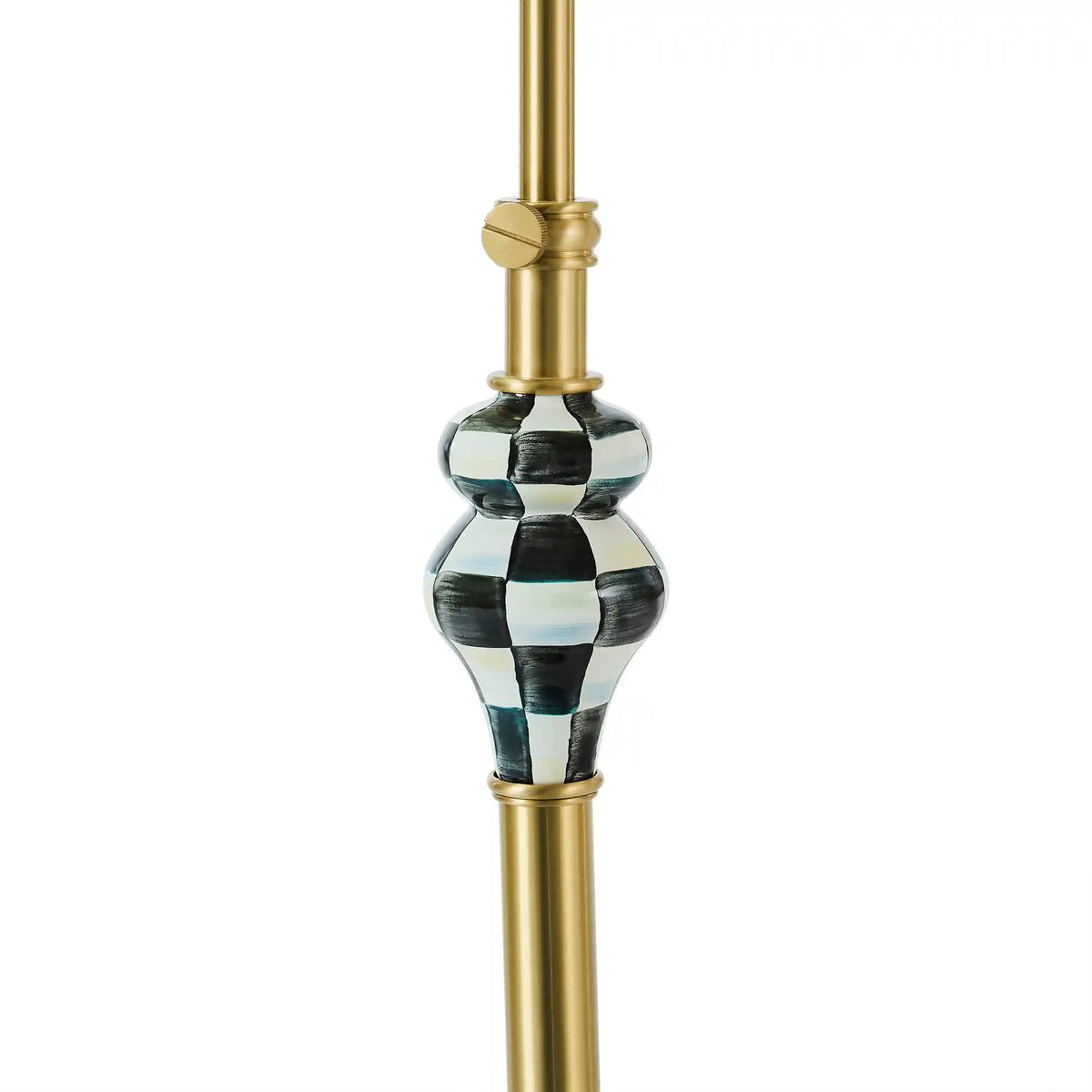 Mocha Check Farmhouse Floor Lamp
