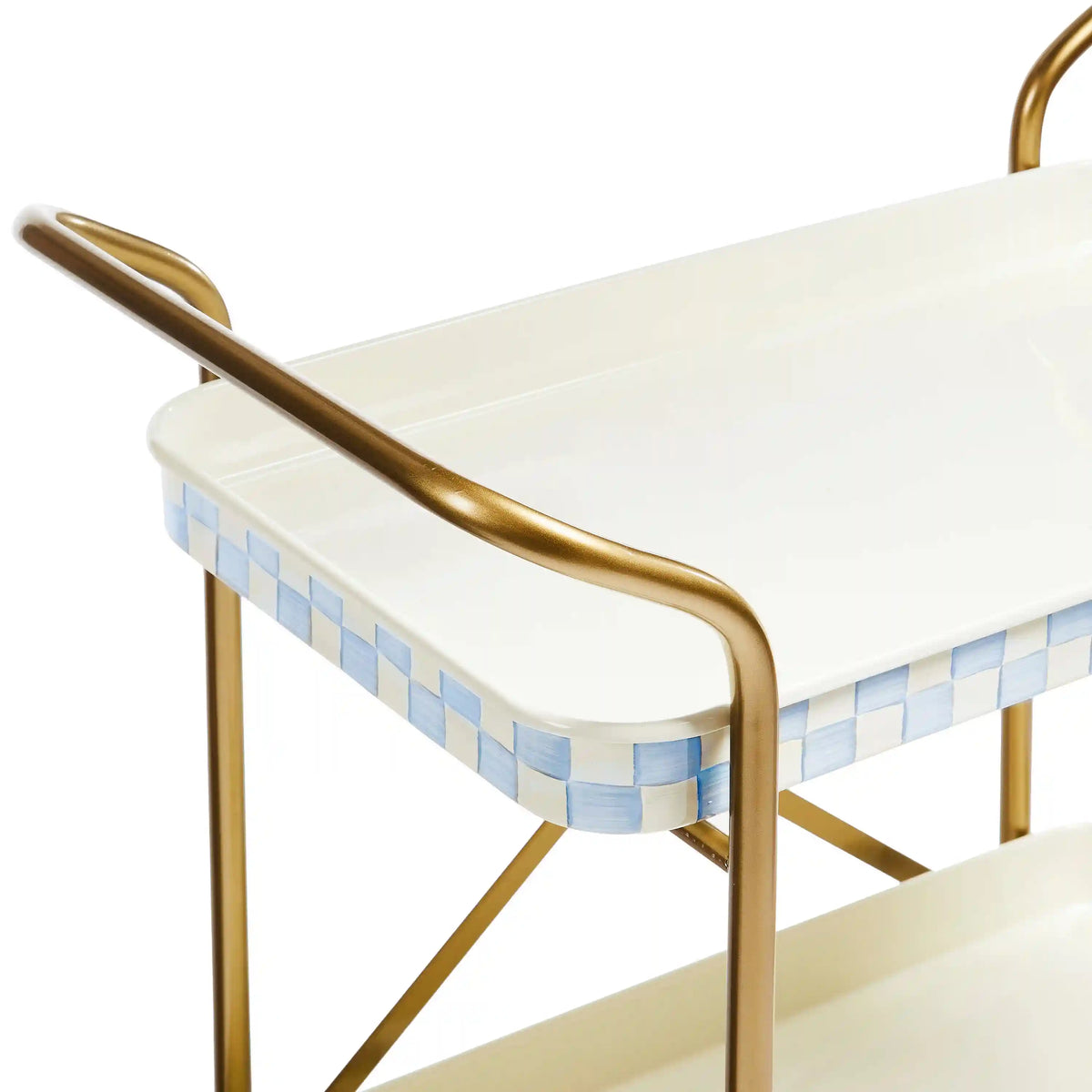 Mocha Check 2-Tier Kitchen Cart