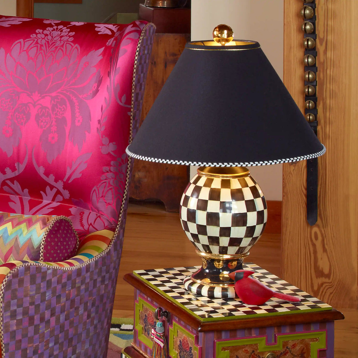 Courtly Check Ceramic Globe Lamp