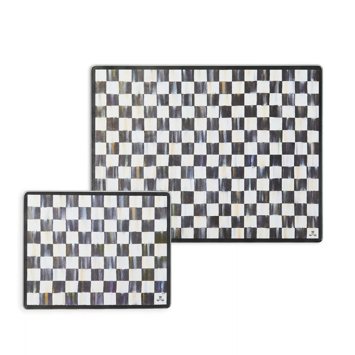 Rosy Check Glass Cutting Boards, Set of 2