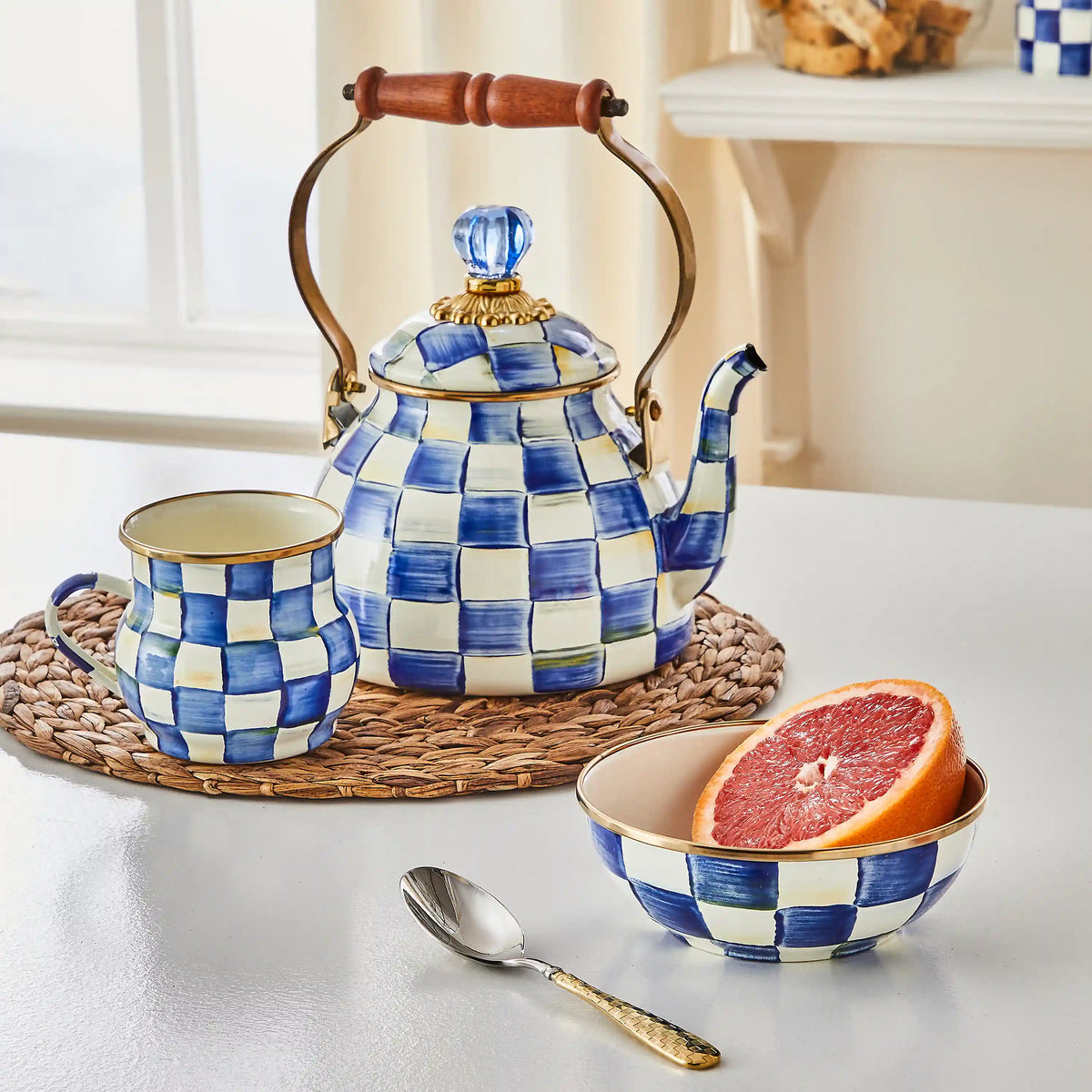 Violet Check 3 Quart Tea Kettle