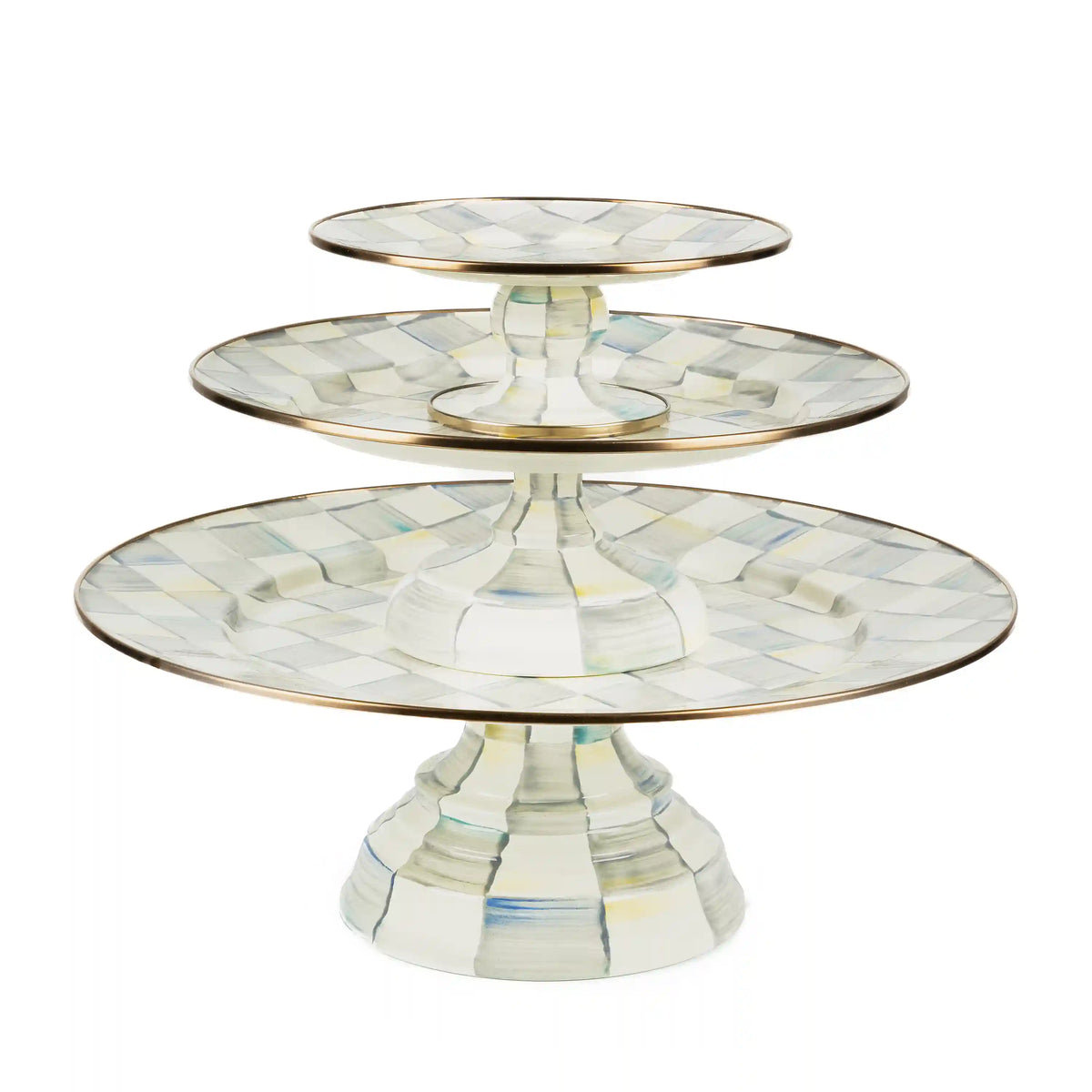 Mocha Check Small Pedestal Platter
