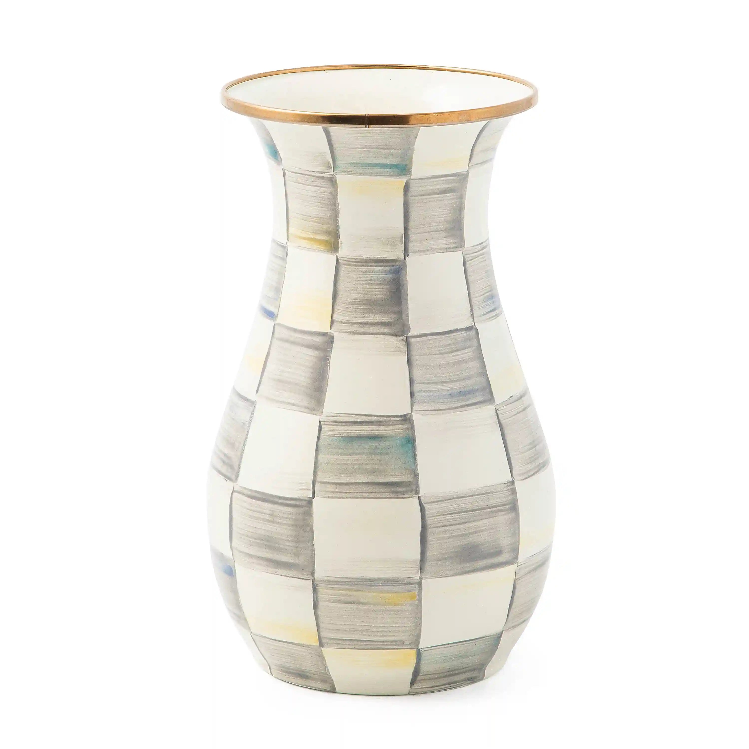 Sterling Check Tall Vase