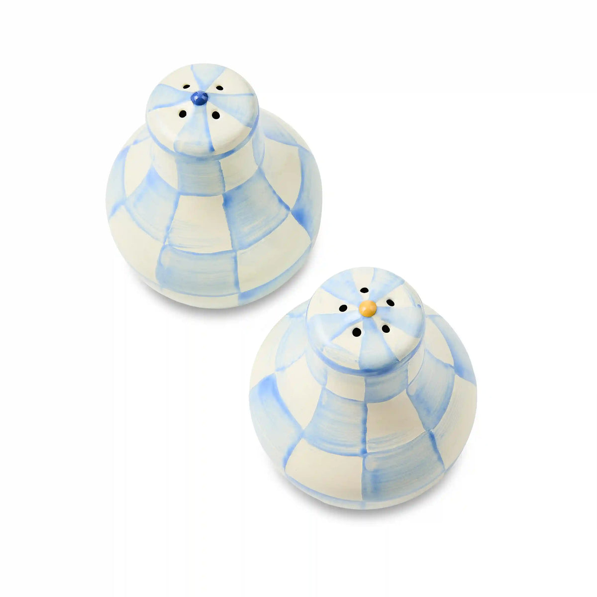 Emerald Check Large Salt & Pepper Shakers